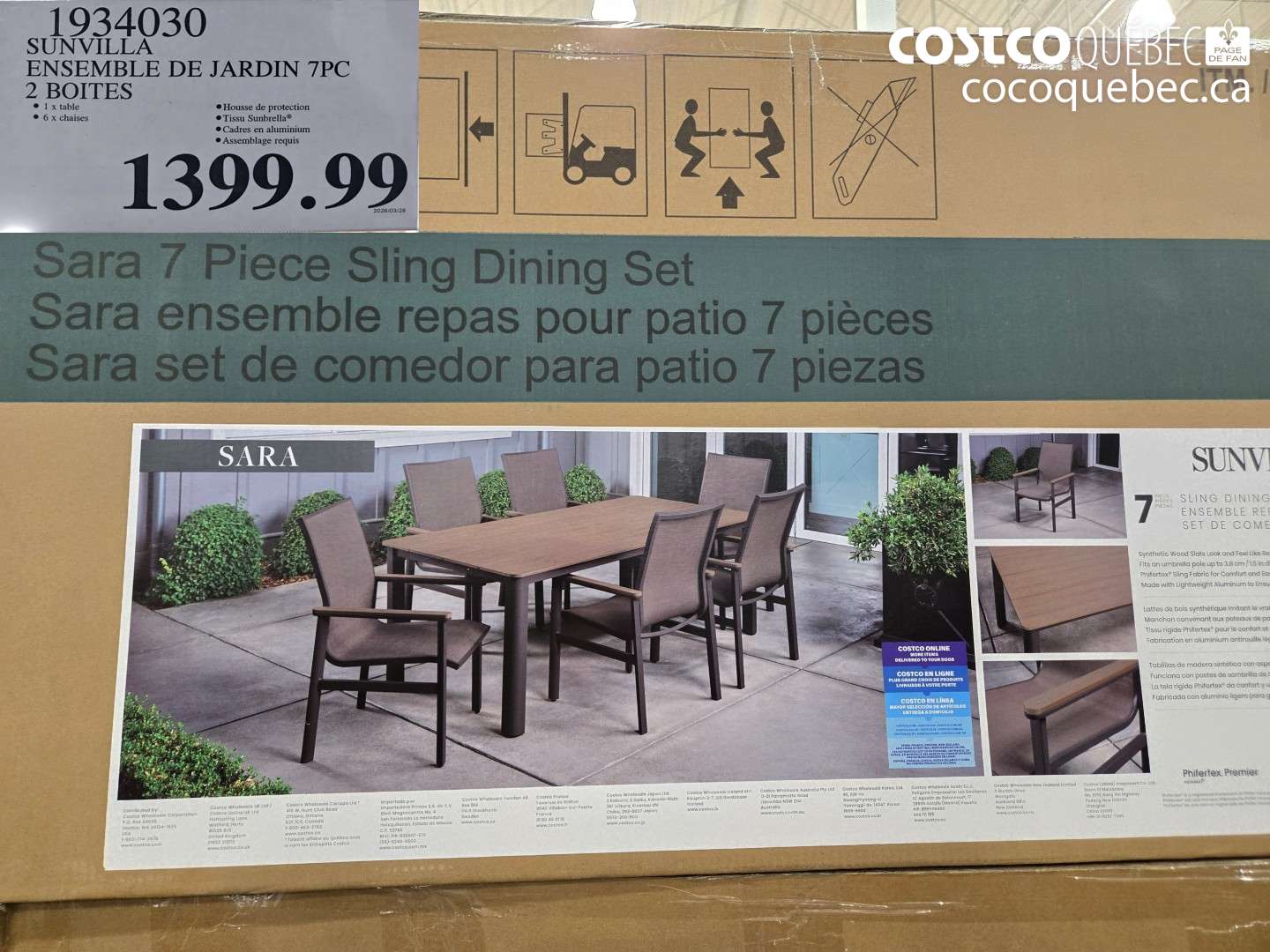 1934030 SUNVILLA ENSEMBLE DE JARDIN 7PC 2 BOITES $1399.99