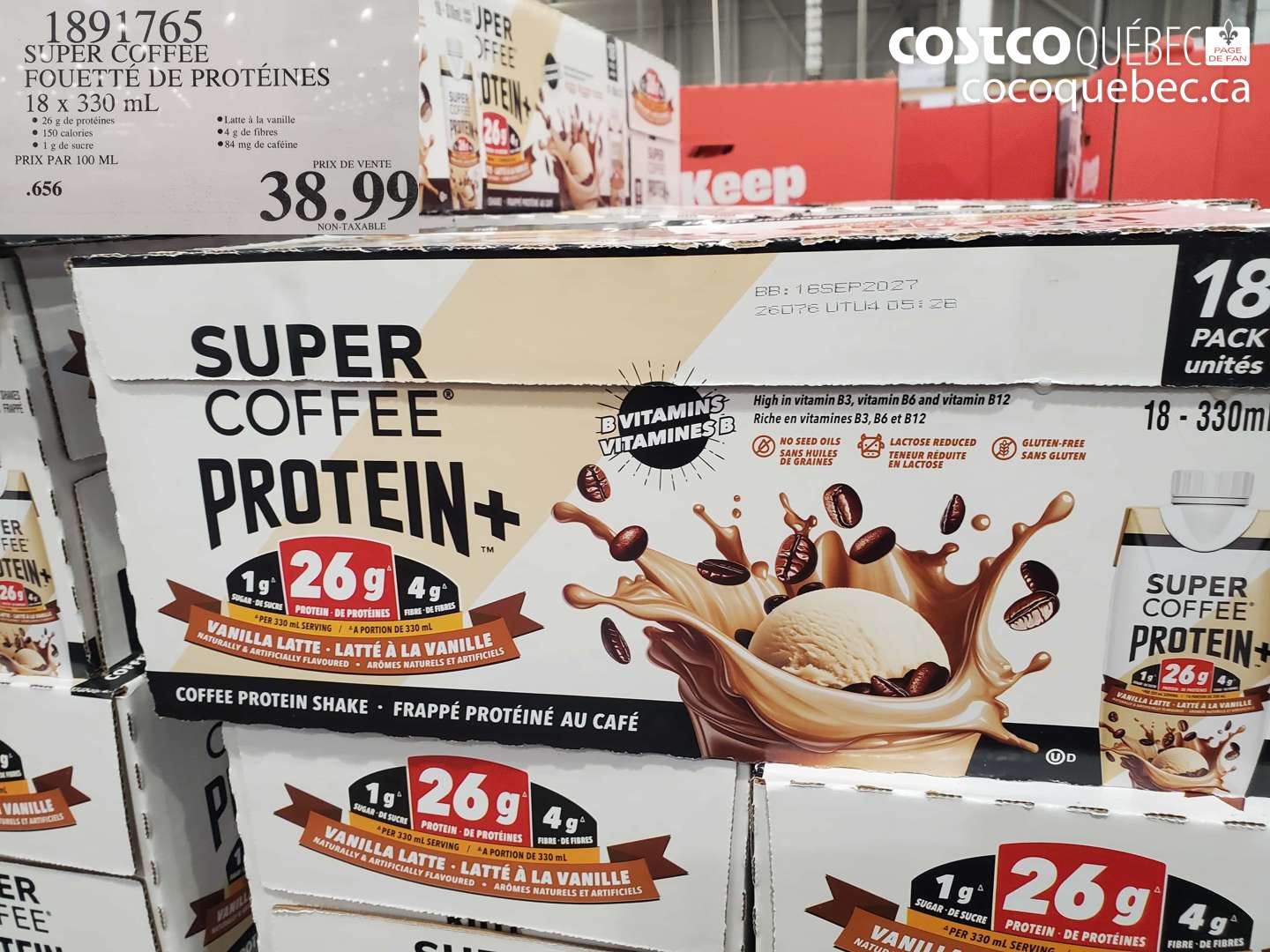 1891765 SUPER COFFEE FOUETTÉ DE PROTÉINES 18 X 330 ML $38.99