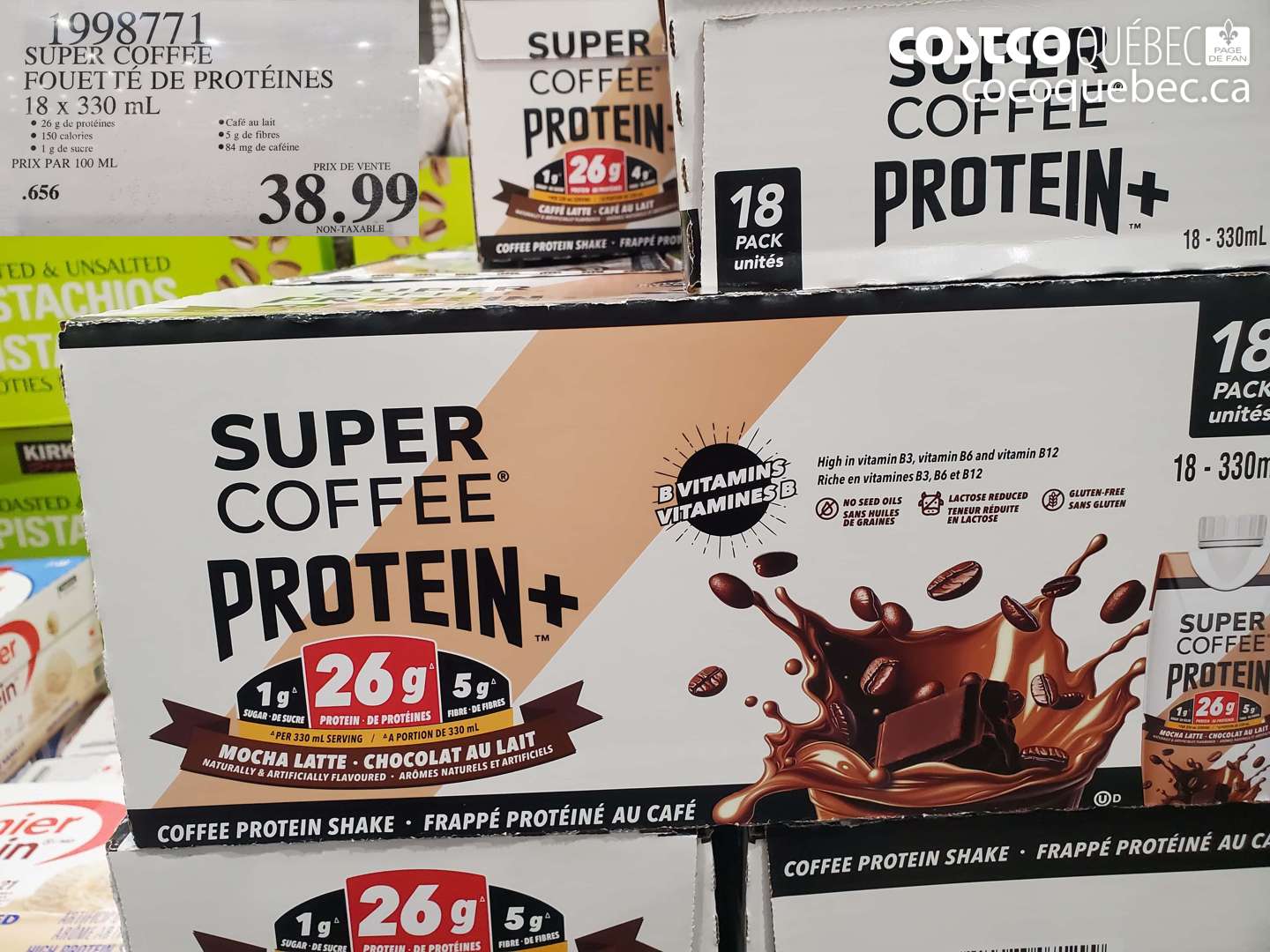 1998771 SUPER COFFEE FOUETTE DE PROTÉINES 18 X 330 ML $38.99