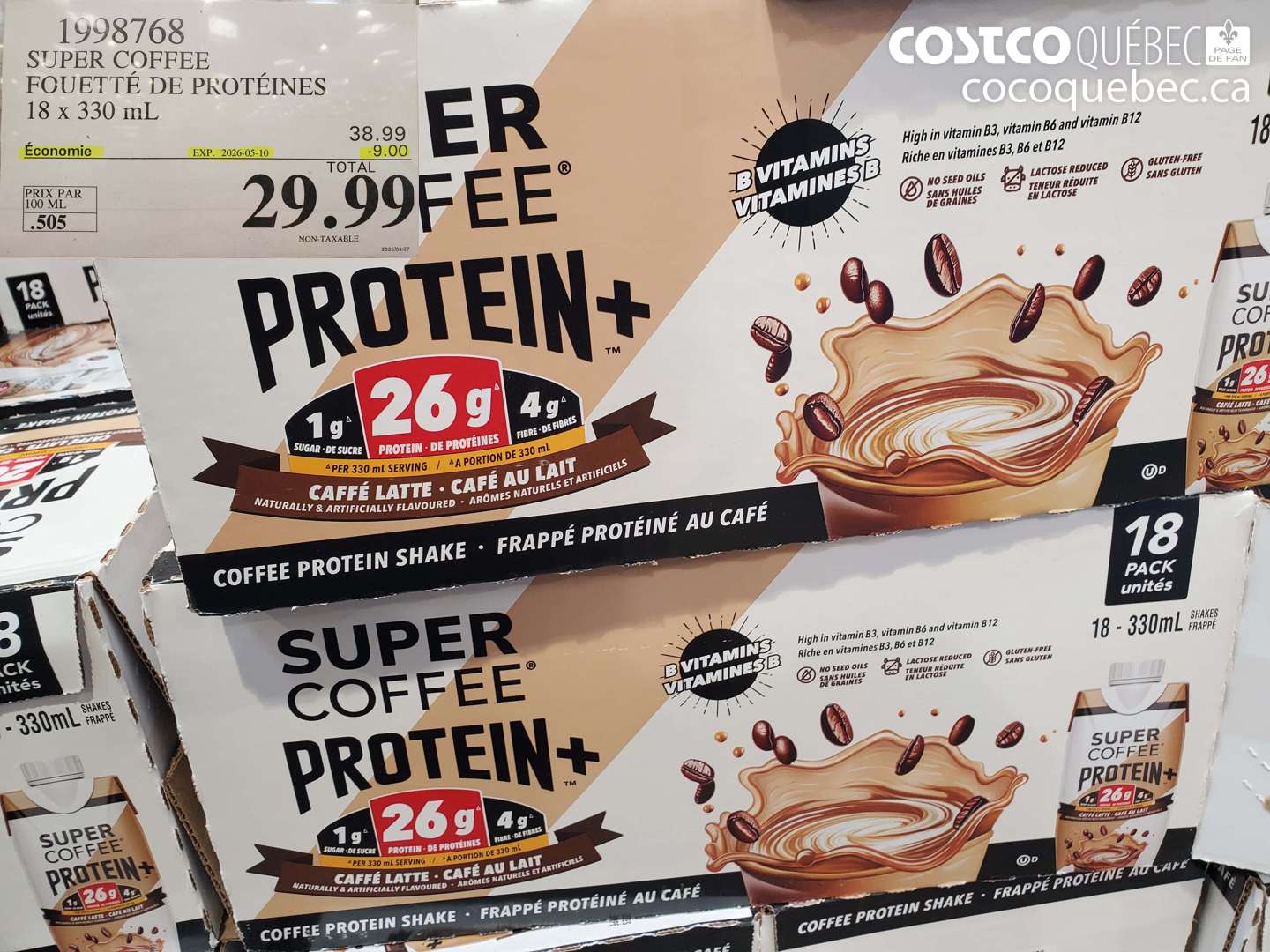 1998768 SUPER COFFEE FOUETTE DE PROTEINES 18 X 330 ML ($9.00 INSTANT SAVINGS EXPIRES ON 2026-05-10) $29.99