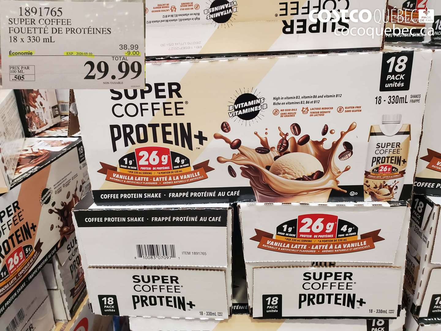 1891765 SUPER COFFEE FOUETTE DE PROTEINES 18 X 330 ML ($9.00 INSTANT SAVINGS EXPIRES ON 2026-05-10) $29.99