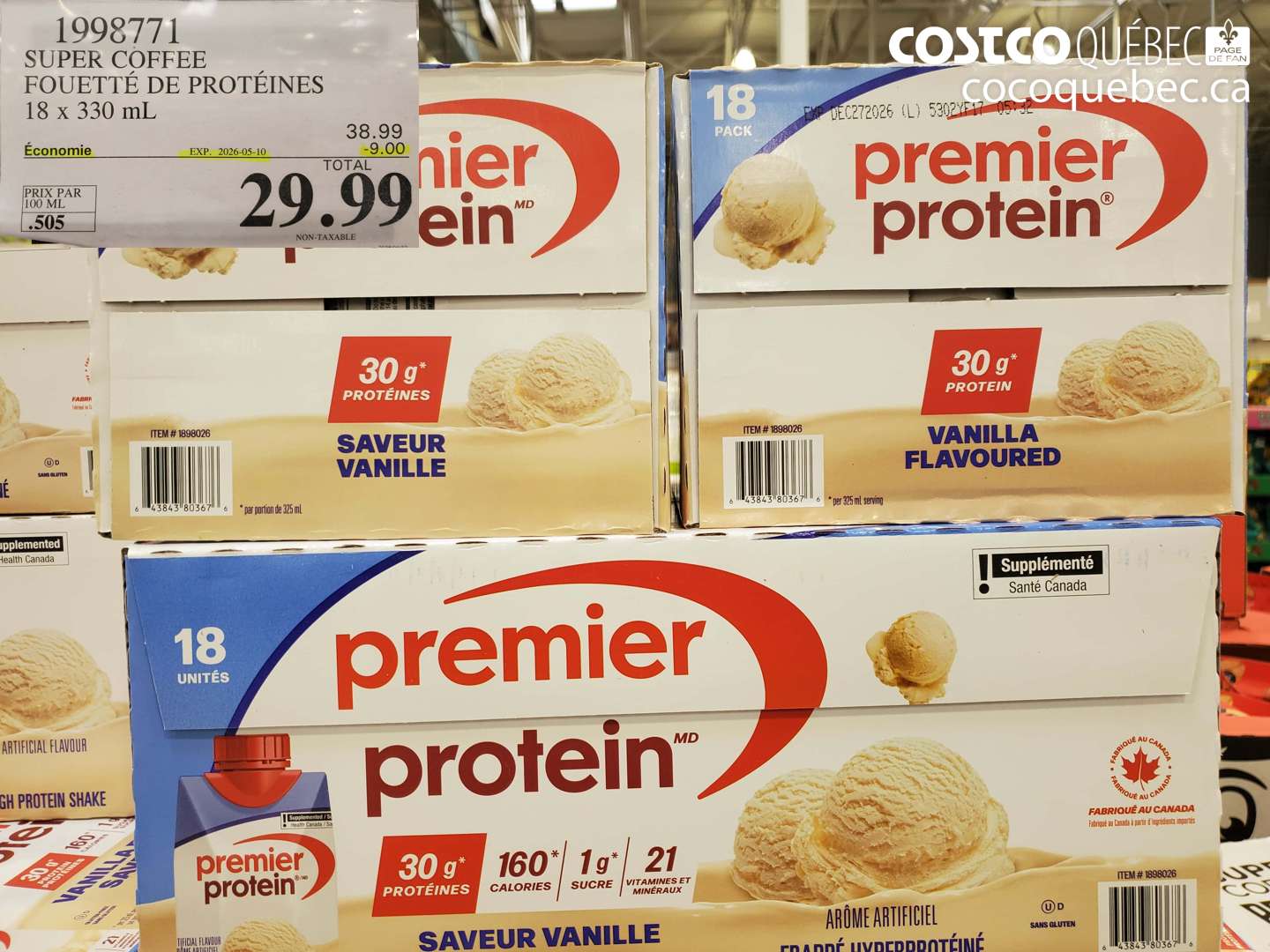 1998771 SUPER COFFEE FOUETTE DE PROTEINES 18 X 330 ML ($9.00 INSTANT SAVINGS EXPIRES ON 2026-05-10) $29.99