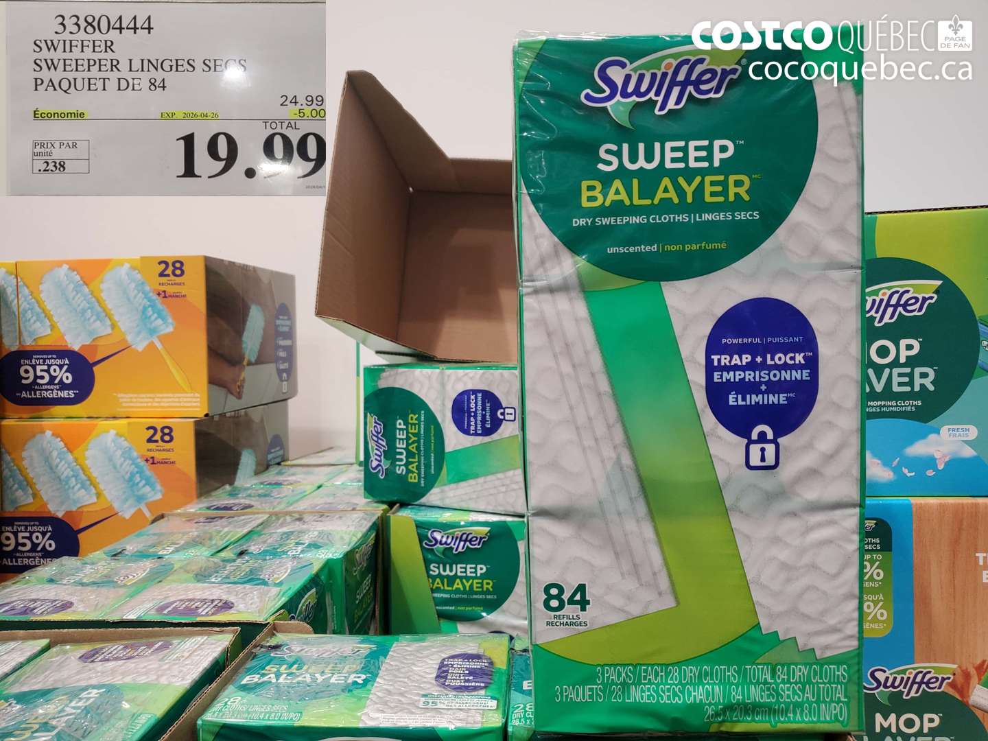 3380444 SWIFFER SWEEPER LINGES SECS PAQUET DE 84 ($5.00 INSTANT SAVINGS EXPIRES ON 2026-04-26) $19.99