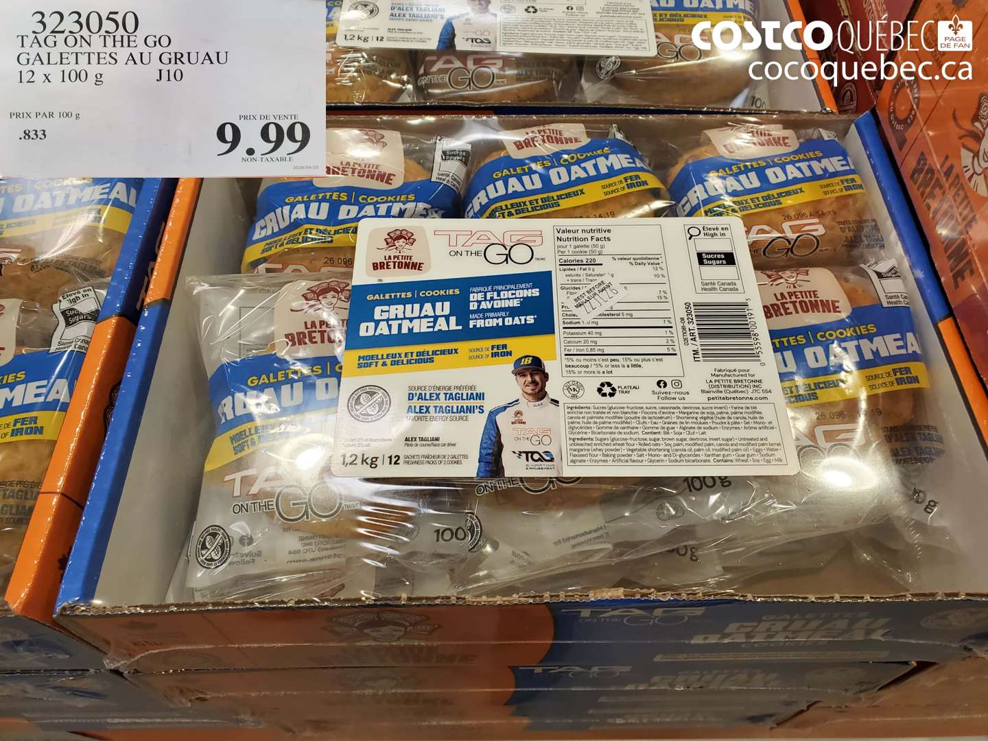 323050 TAG ON THE GO GALETTES AU GRUAU 12 X 100 G $9.99