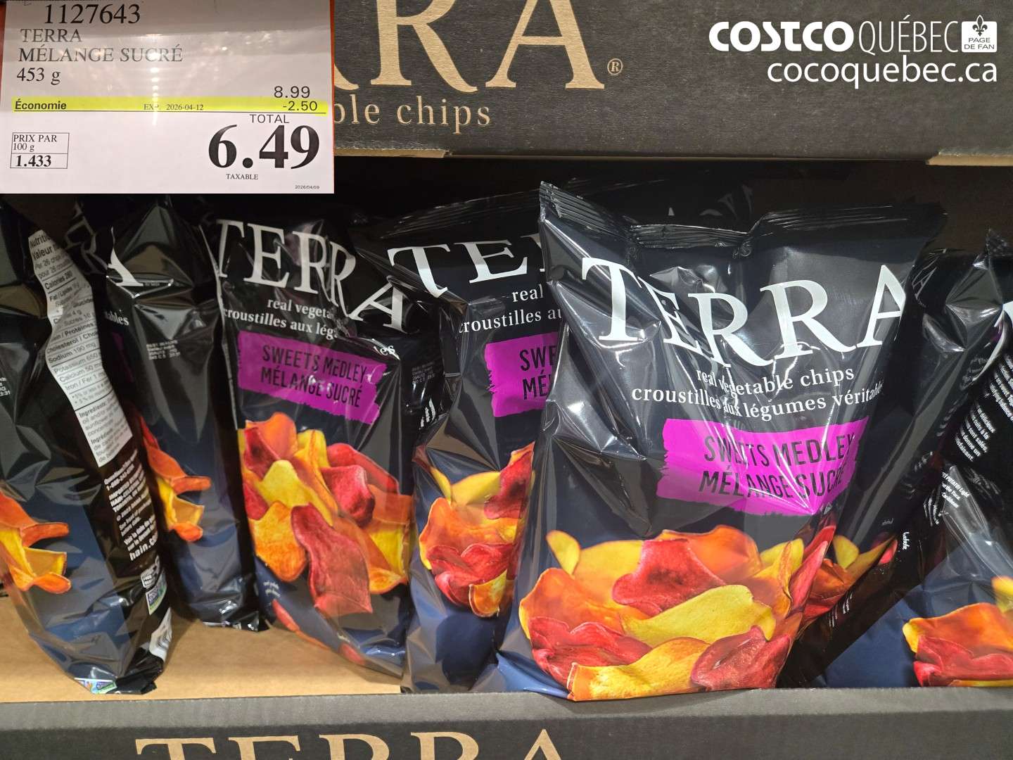 1127643 TERRA MÉLANGE SUCRÉ 453 G ($2.50 INSTANT SAVINGS EXPIRES ON 2026-04-12) $6.49