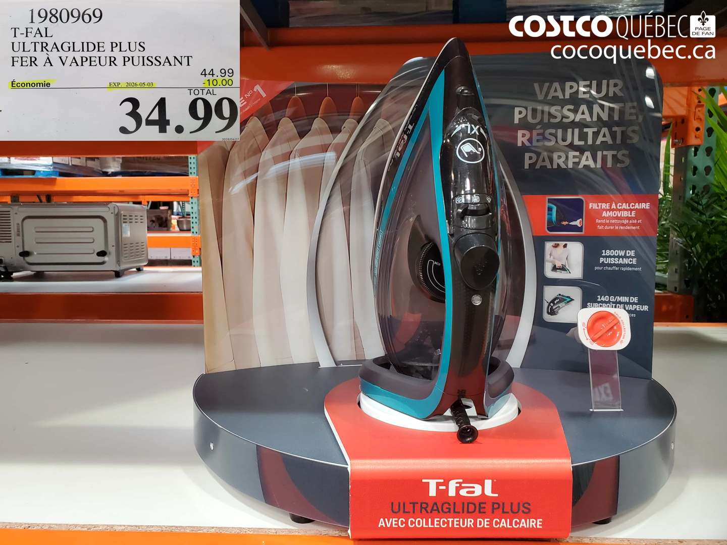 1980969 T-FAL ULTRAGLIDE PLUS FER A VAPEUR PUISSANT ($10.00 INSTANT SAVINGS EXPIRES ON 2026-05-03) $34.99