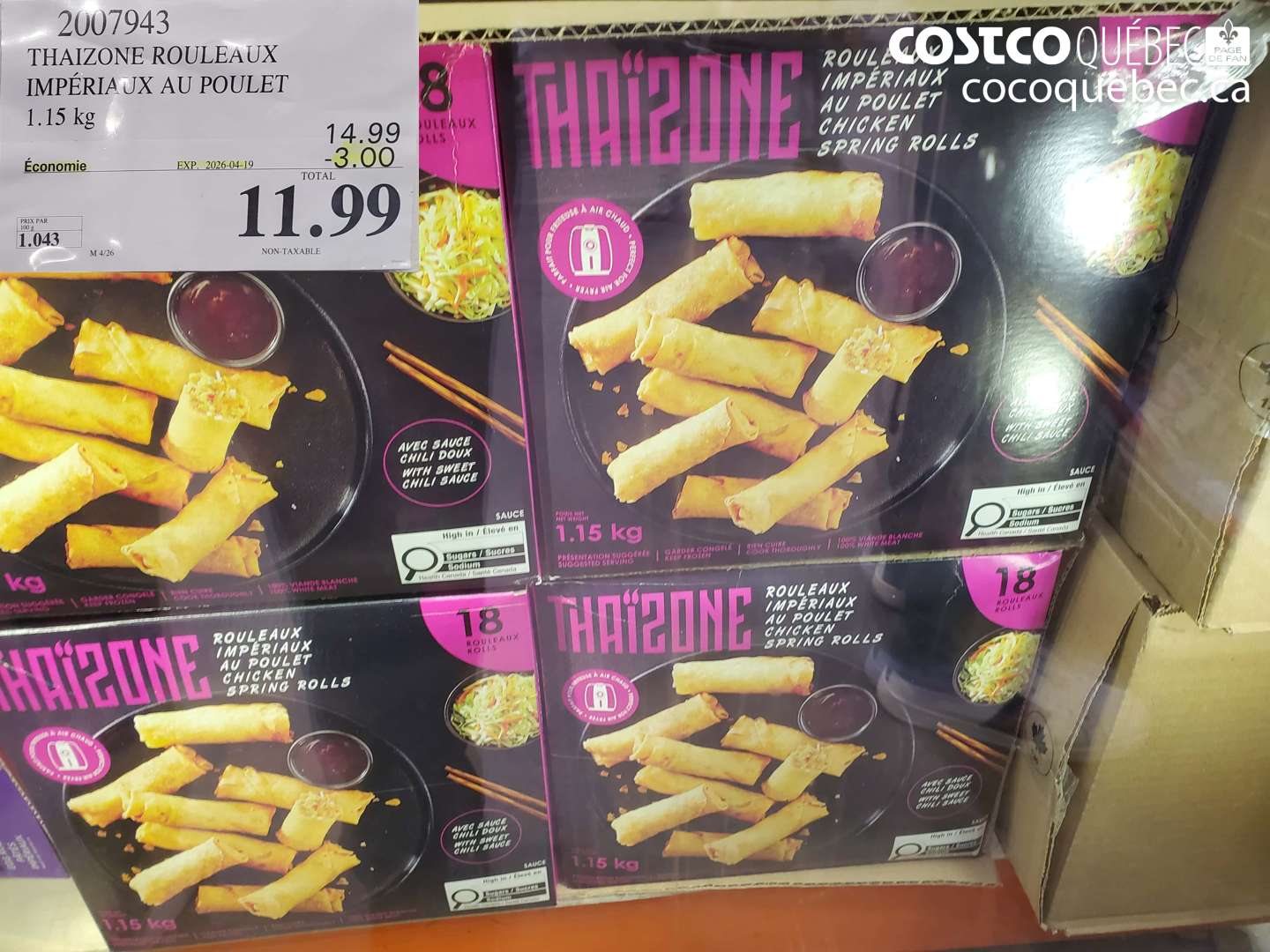 2007943 THAIZONE ROULEAUX IMPÉRIAUX AU POULET ($3.00 INSTANT SAVINGS EXPIRES ON 2026-04-19) $11.99