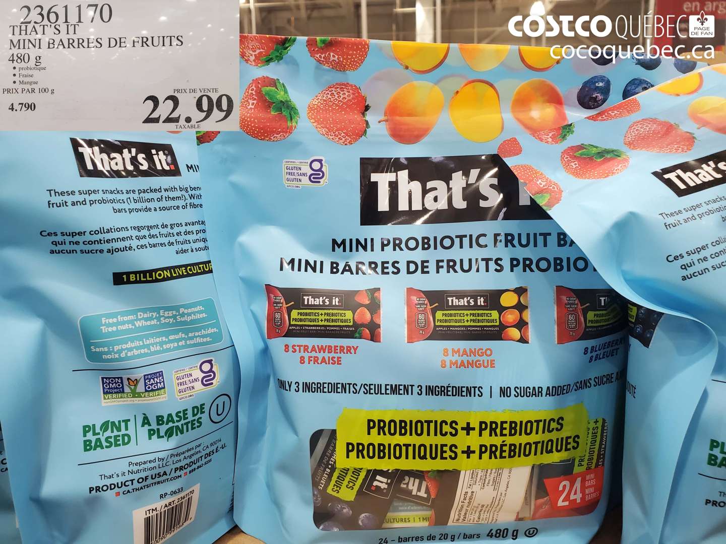 2361170 THAT'S IT MINI BARRES DE FRUITS 480 G $22.99