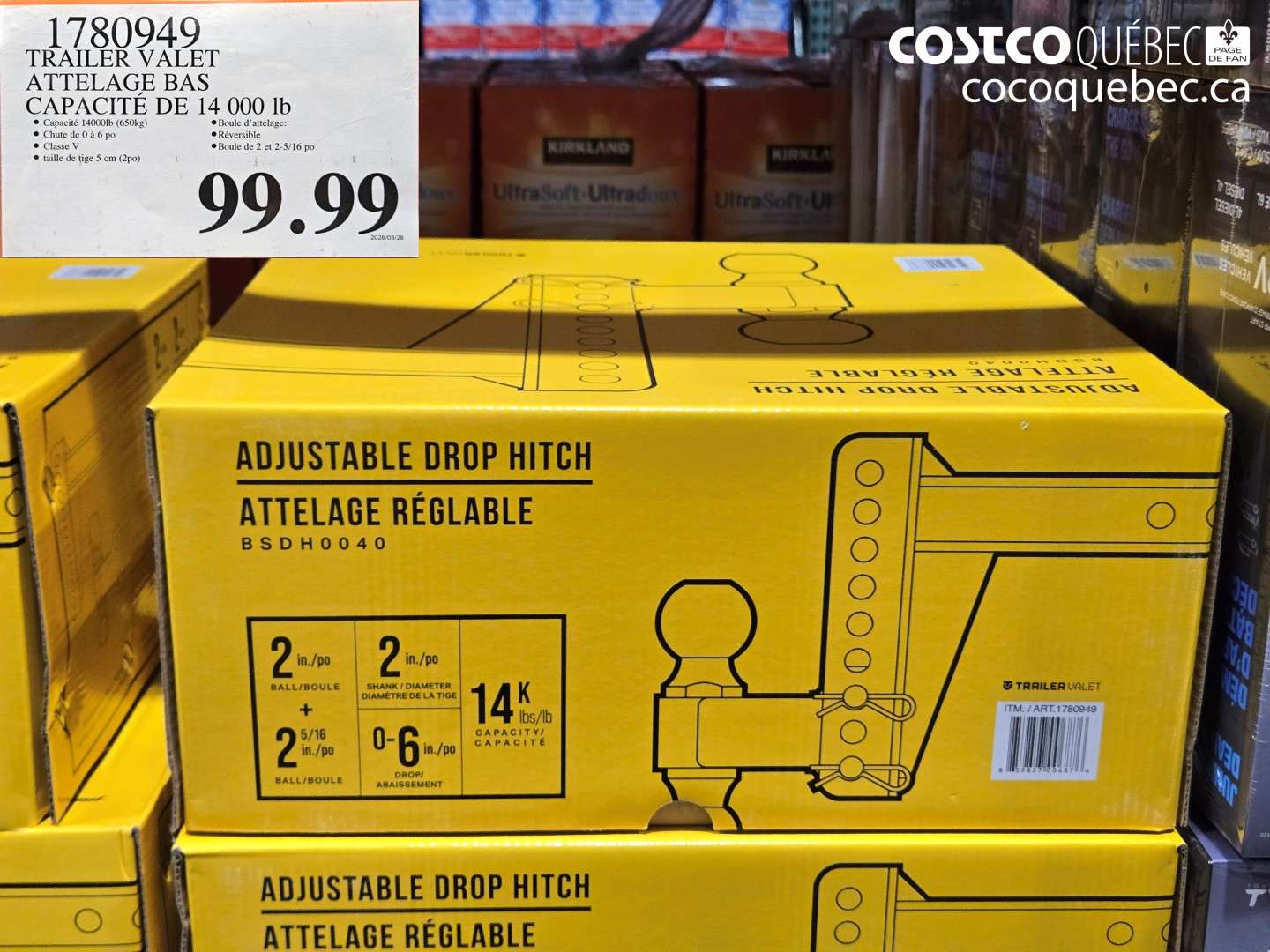 1780949 TRAILER VALET ATTELAGE BAS CAPACITÉ DE 14 000 LB $99.99