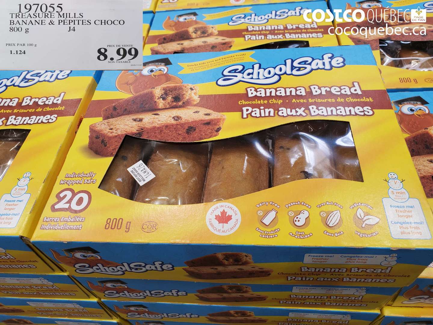 197055 TREASURE MILLS BANANE & PEPITES CHOCO 800 G $8.99