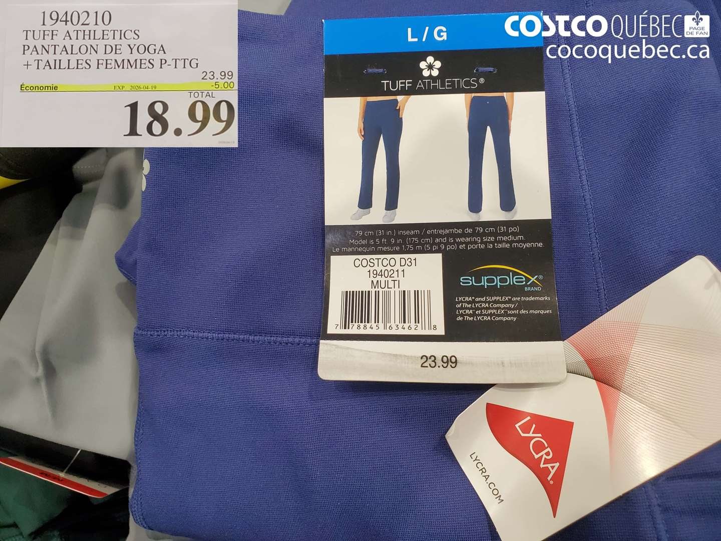 1940210 TUFF ATHLETICS PANTALON DE YOGA + TAILLES FEMMES P-TTG ($5.00 INSTANT SAVINGS EXPIRES ON 2026-04-19) $18.99