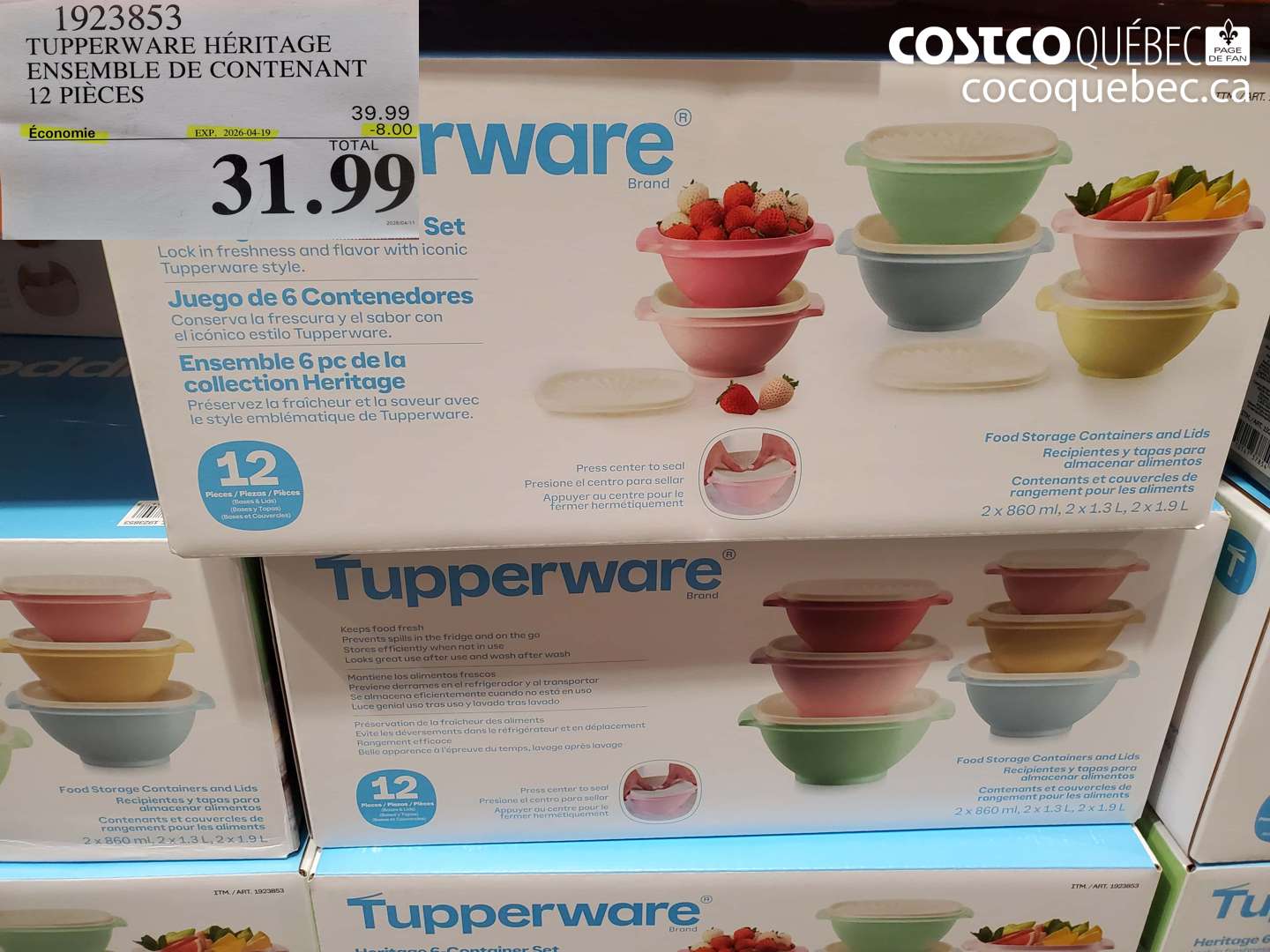 1923853 TUPPERWARE HERITAGE ENSEMBLE DE CONTENANT 12 PIECES ($8.00 INSTANT SAVINGS EXPIRES ON 2026-04-19) $31.99