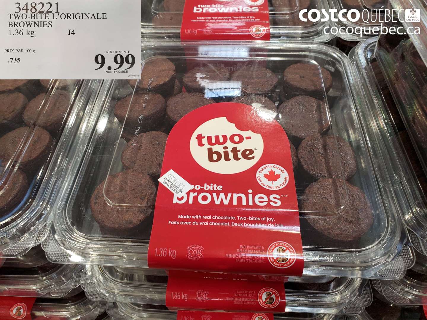 348221 TWO-BITE L'ORIGINALE BROWNIES 1.36 KG $9.99