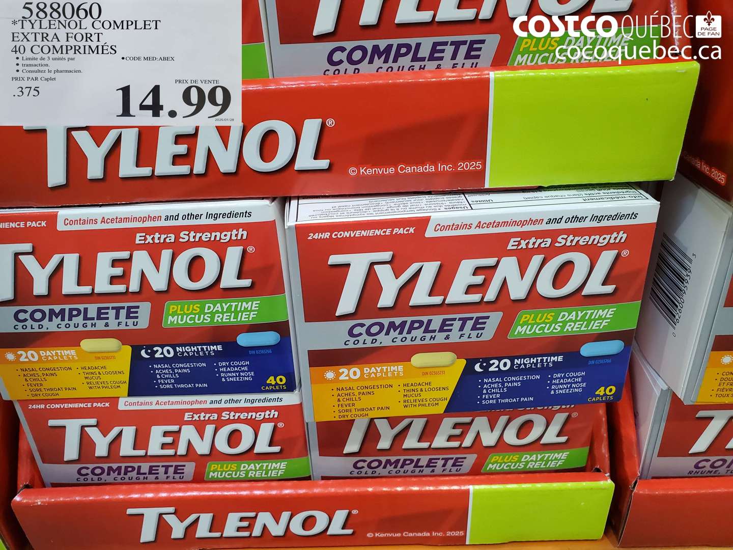588060 TYLENOL COMPLET EXTRA FORT 40 COMPRIMÉS $14.99