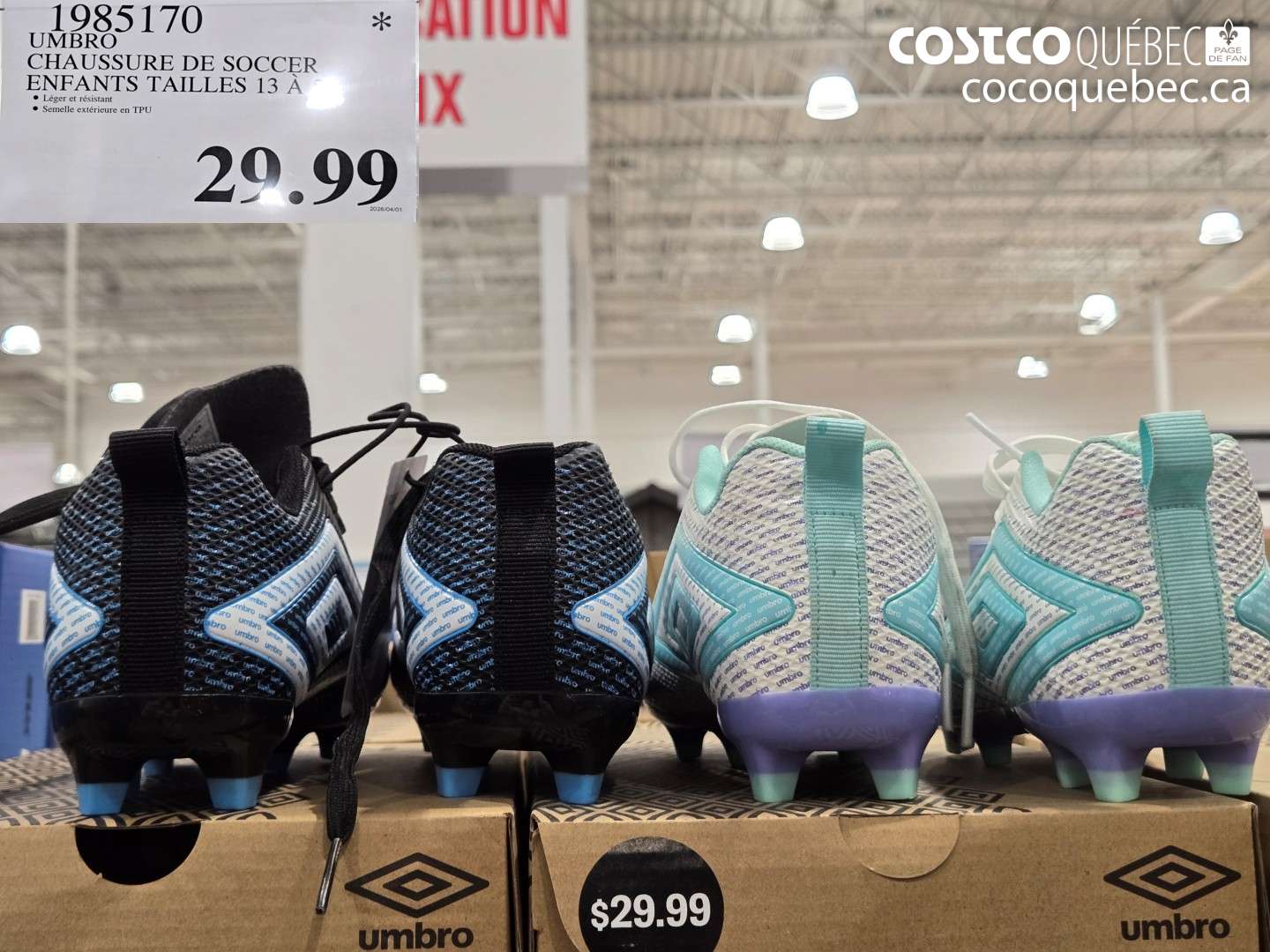 1985170 UMBRO CHAUSSURE DE SOCCER ENFANTS TAILLES 13 A $29.99