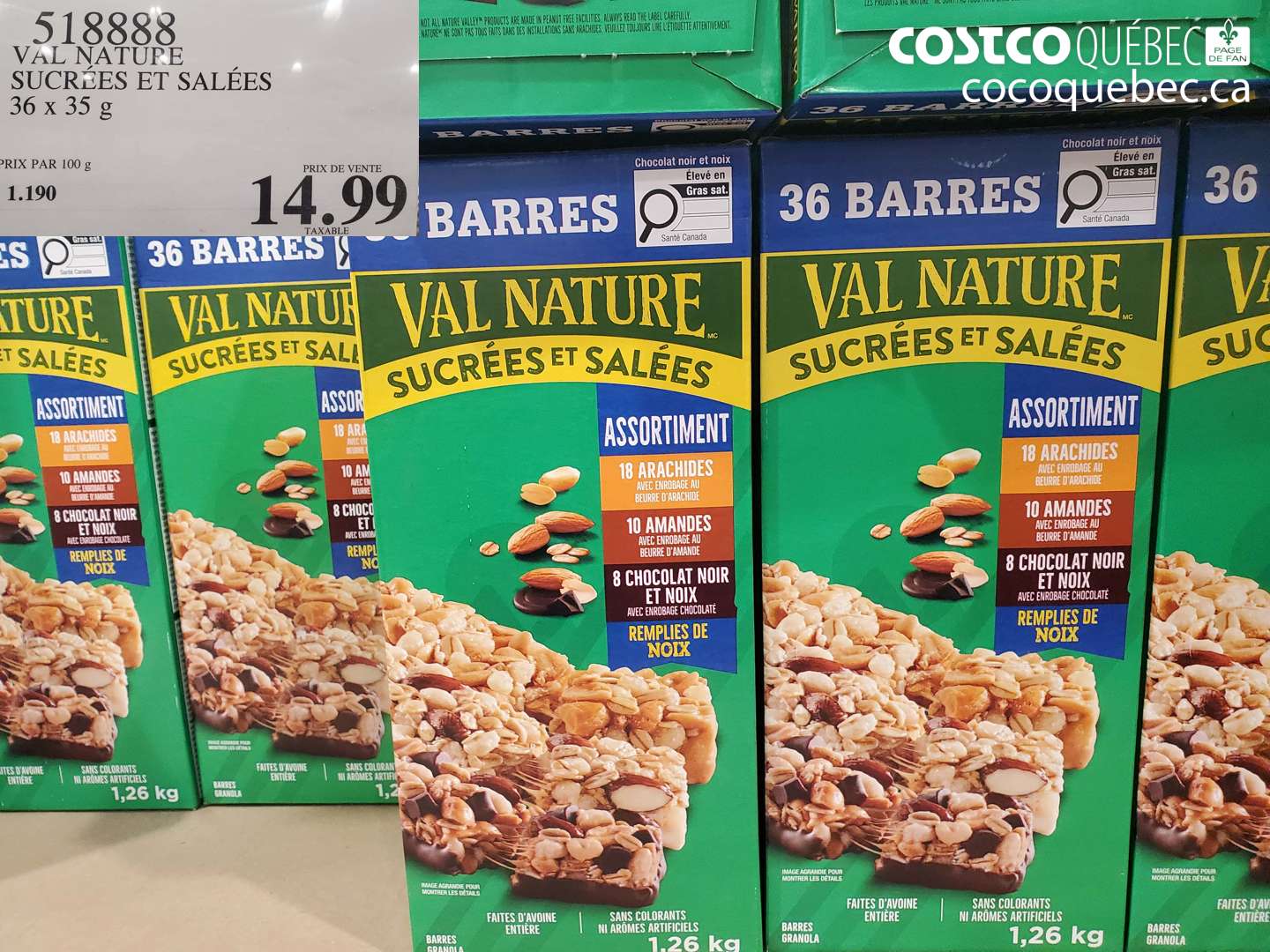 518888 VAL NATURE SUCRÉES ET SALÉES $14.99