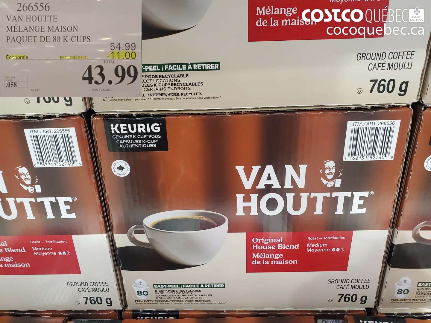 266556 VAN HOUTTE MÉLANGE MAISON PAQUET DE 80 K-CUPS ($11.00 INSTANT SAVINGS EXPIRES ON 2026-04-12) $43.99