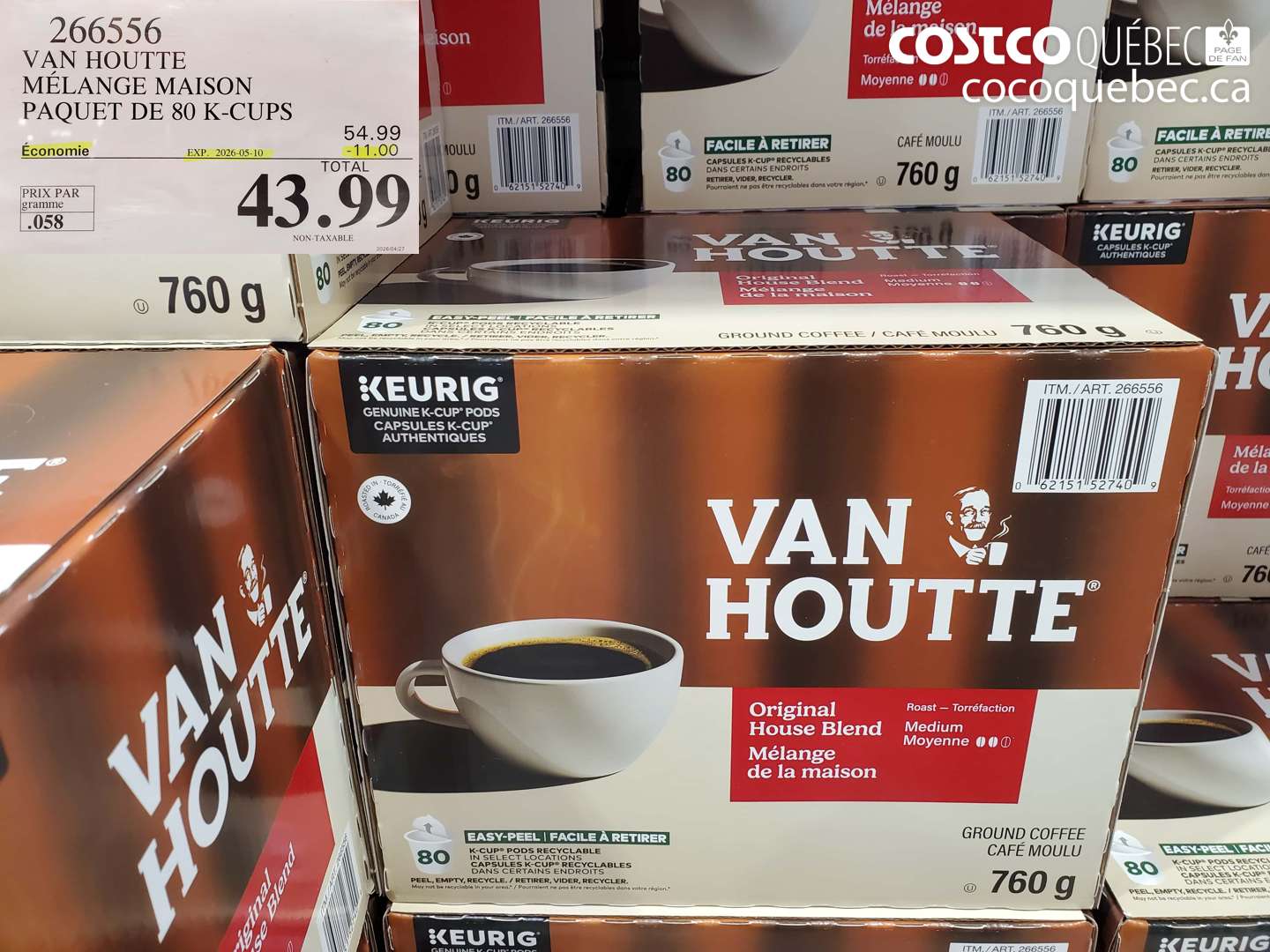 266556 VAN HOUTTE MELANGE MAISON PAQUET DE 80 K-CUPS ($11.00 INSTANT SAVINGS EXPIRES ON 2026-05-10) $43.99