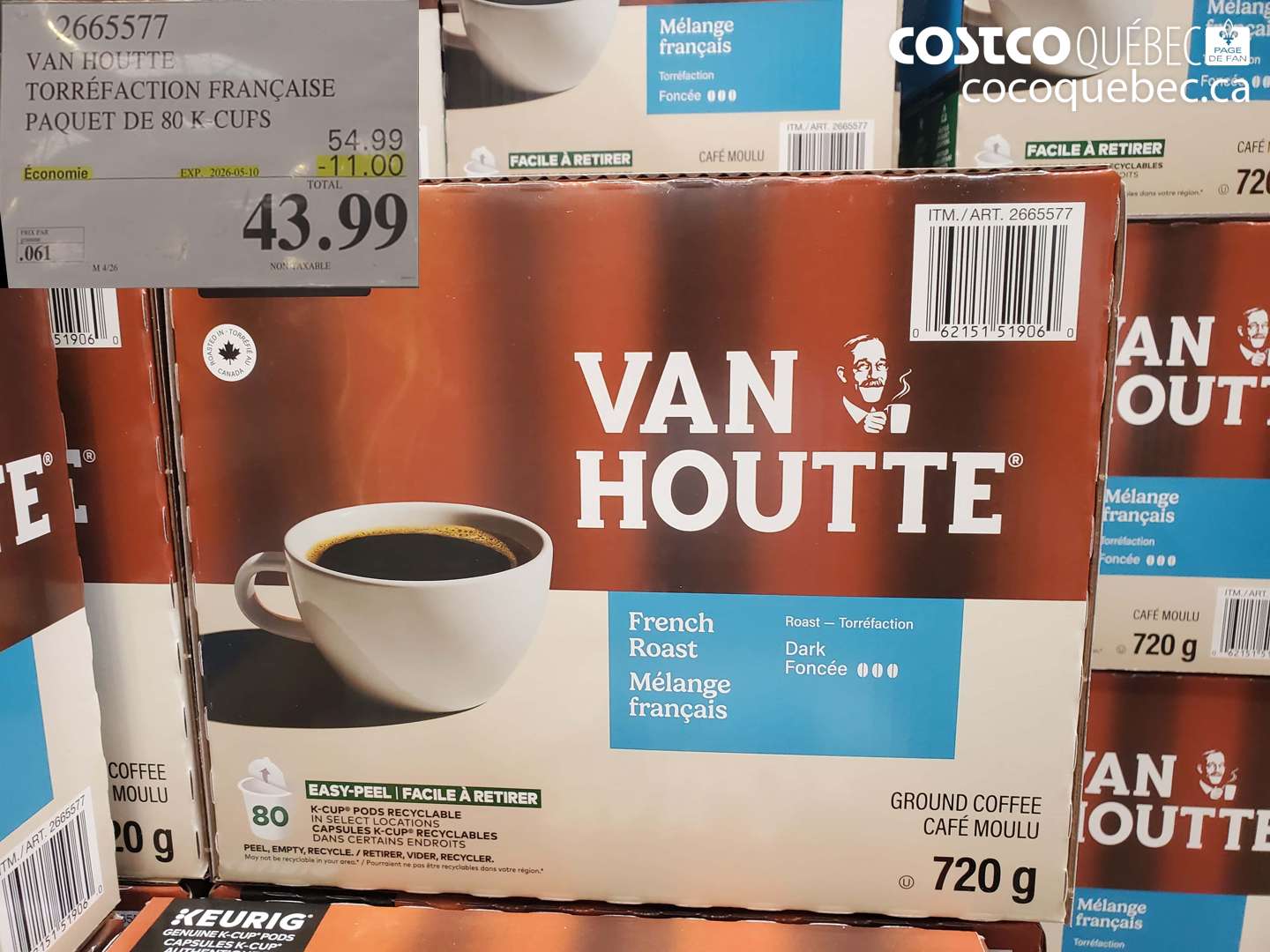 2665577 VAN HOUTTE TORRÉFACTION FRANÇAISE PAQUET DE 80 K-CUPS ($11.00 INSTANT SAVINGS EXPIRES ON 2026-05-10) $43.99