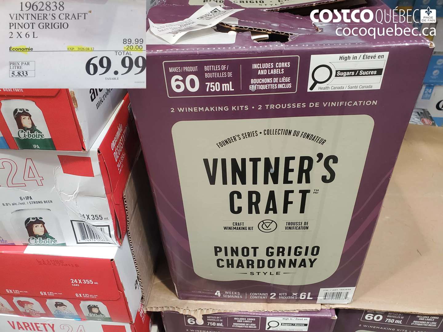 1962838 VINTNER'S CRAFT PINOT GRIGIO ($20.00 INSTANT SAVINGS EXPIRES ON 2026-04-12) $69.99