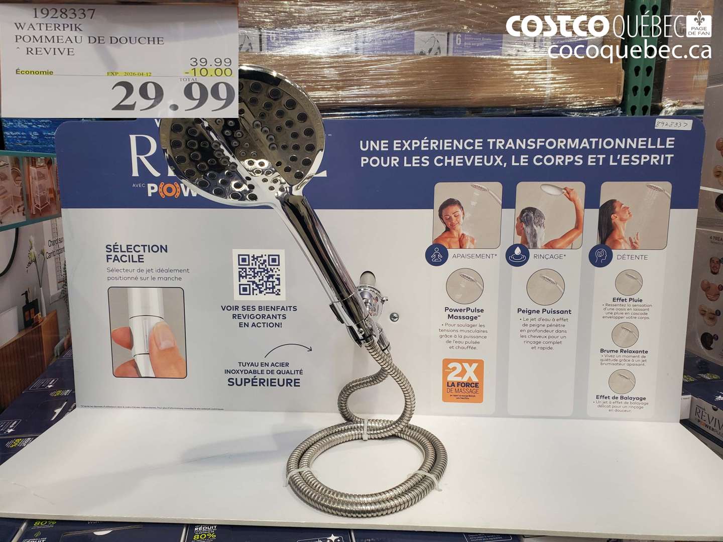 1928337 WATERPIK POMMEAU DE DOUCHE REVIVE ($10.00 INSTANT SAVINGS EXPIRES ON 2026-04-12) $29.99