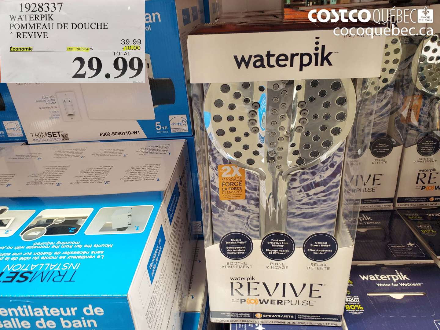 1928337 WATERPIK POMMEAU DE DOUCHE REVIVE ($10.00 INSTANT SAVINGS EXPIRES ON 2026-04-26) $29.99