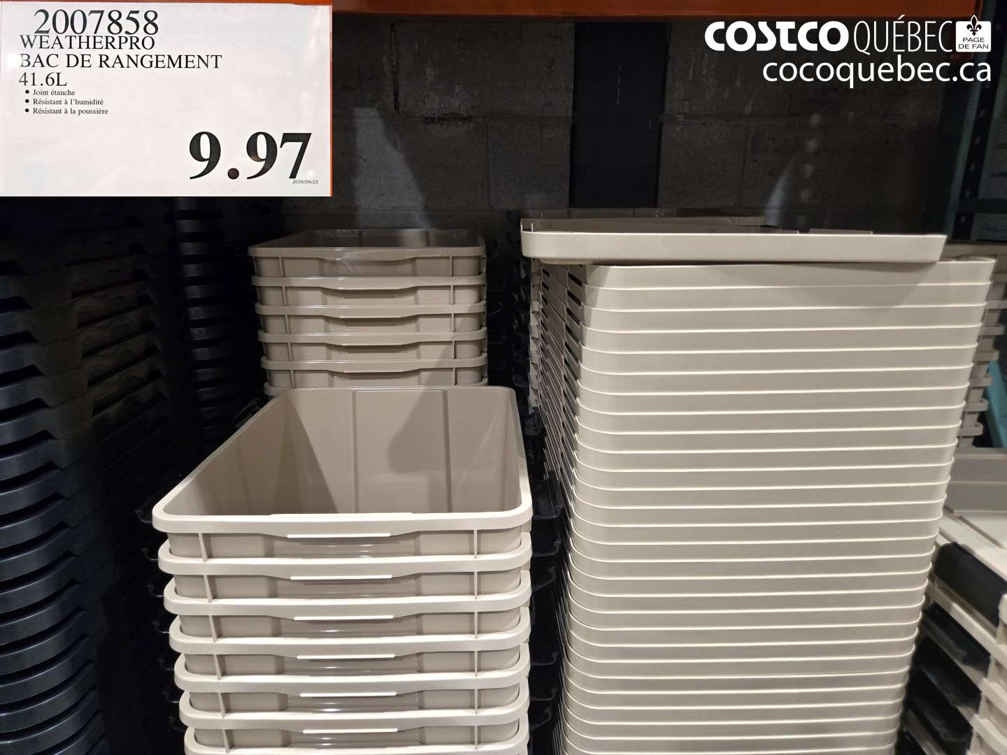 2077858 WEATHERPRO BAC DE RANGEMENT 41.6L $9.97