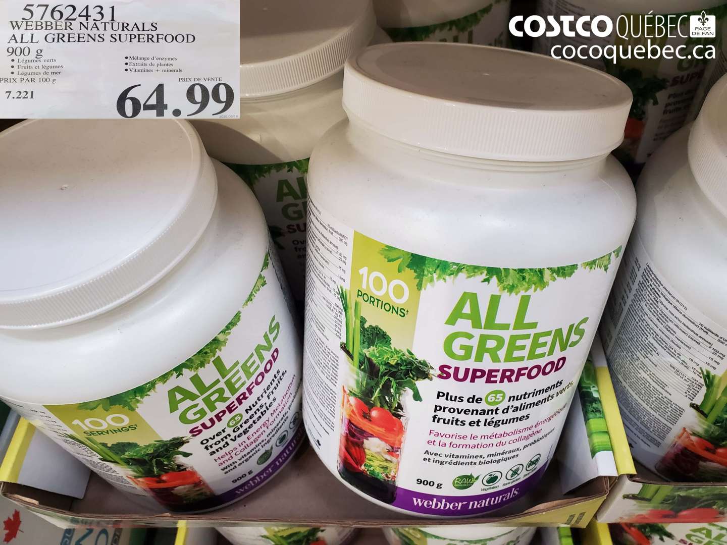 5762431 WEBBER NATURALS ALL GREENS SUPERFOOD 900 G $64.99