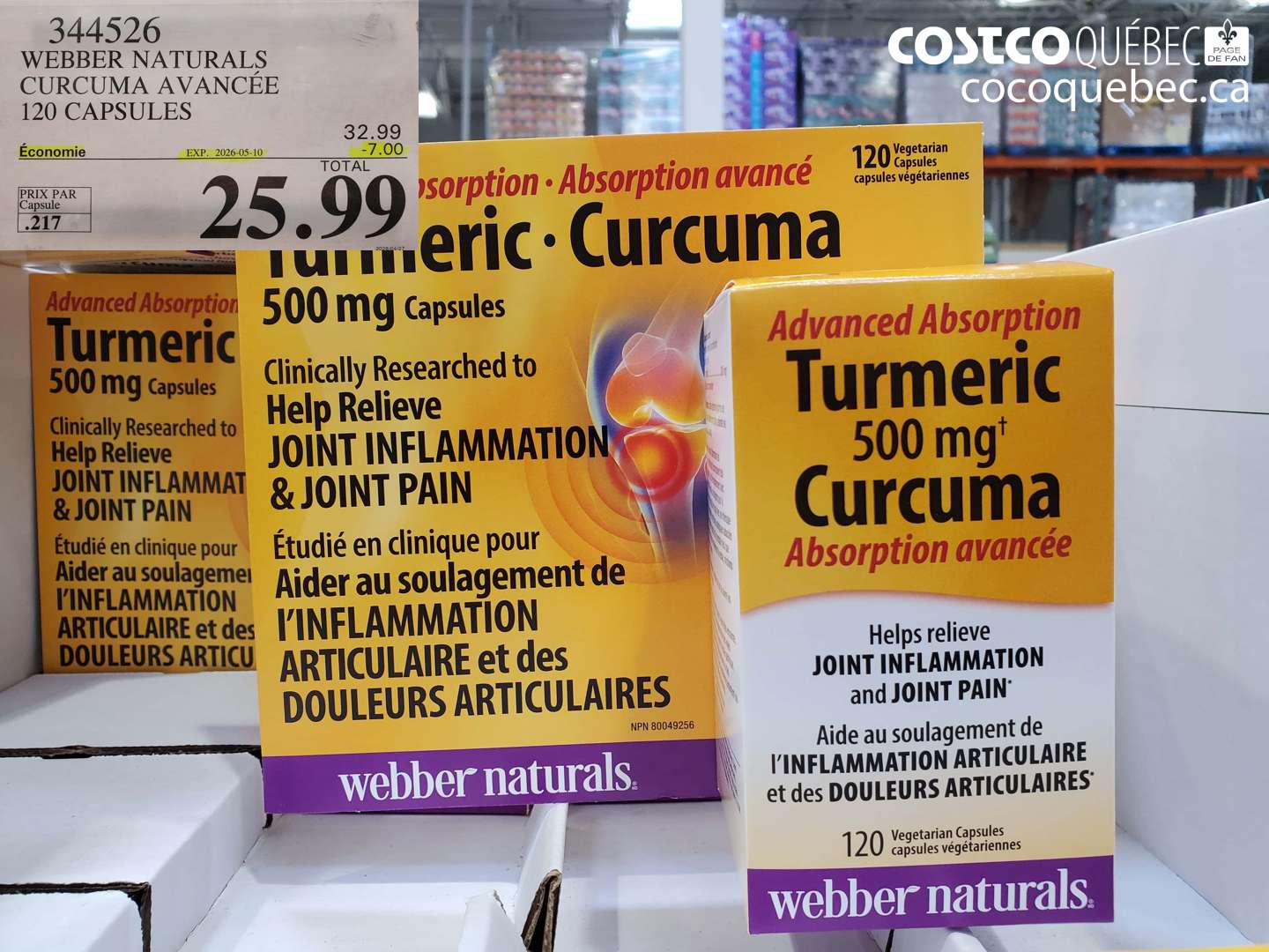 344526 WEBBER NATURALS CURCUMA AVANCÉE 120 CAPSULES ($7.00 INSTANT SAVINGS EXPIRES ON 2026-05-10) $25.99