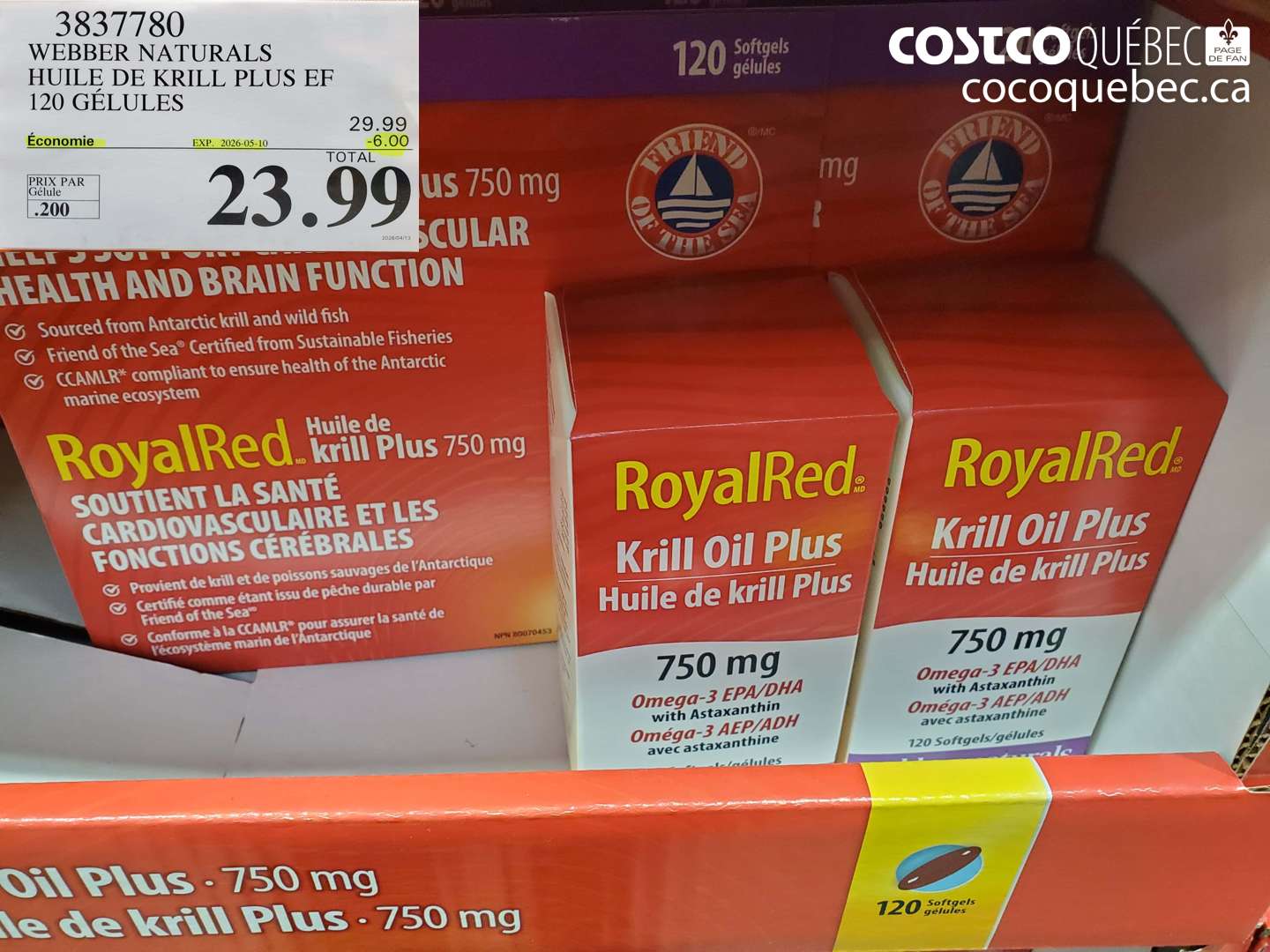 3837780 WEBBER NATURALS HUILE DE KRILL PLUS EF 120 GÉLULES ($6.00 INSTANT SAVINGS EXPIRES ON 2026-05-10) $23.99