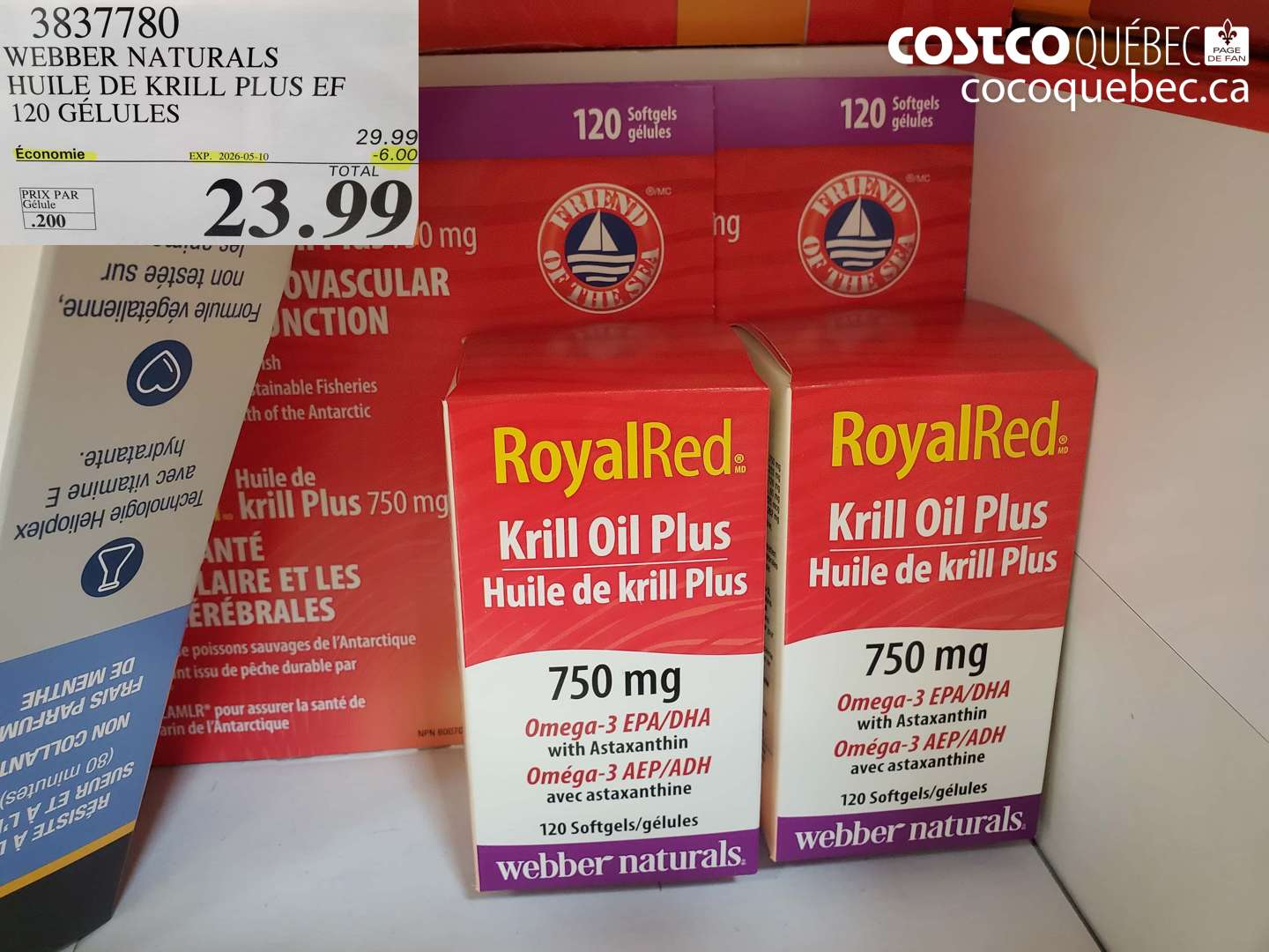 3837780 WEBBER NATURALS HUILE DE KRILL PLUS EF 120 GELULES ($6.00 INSTANT SAVINGS EXPIRES ON 2026-05-10) $23.99