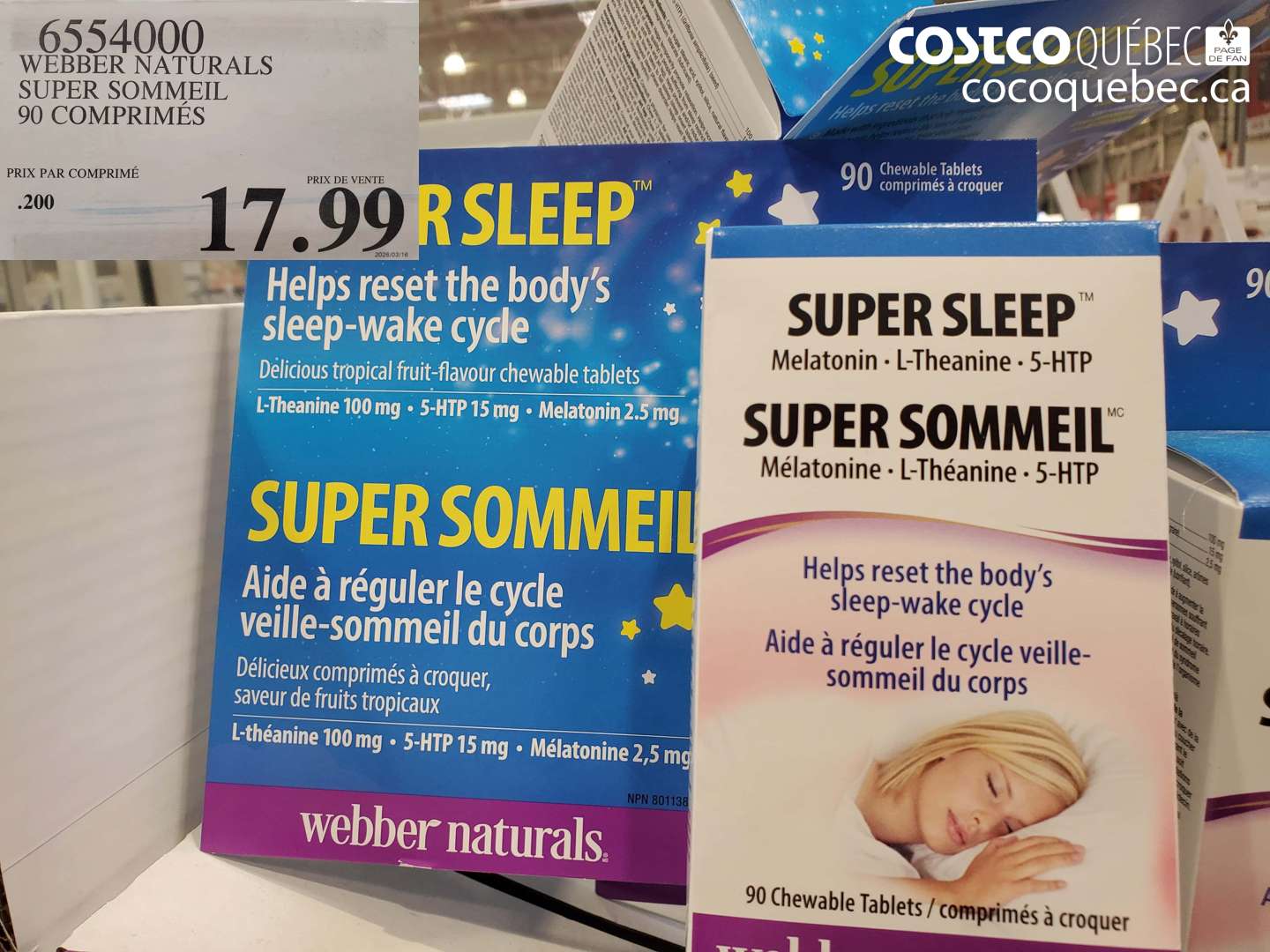 6554000 WEBBER NATURALS SUPER SOMMEIL 90 COMPRIMÉS $17.99