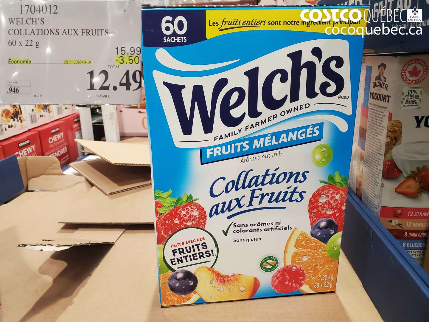 1704012 WELCH'S COLLATIONS AUX FRUITS 60 X 22 G ($3.50 INSTANT SAVINGS EXPIRES ON 2026-04-19) $12.49
