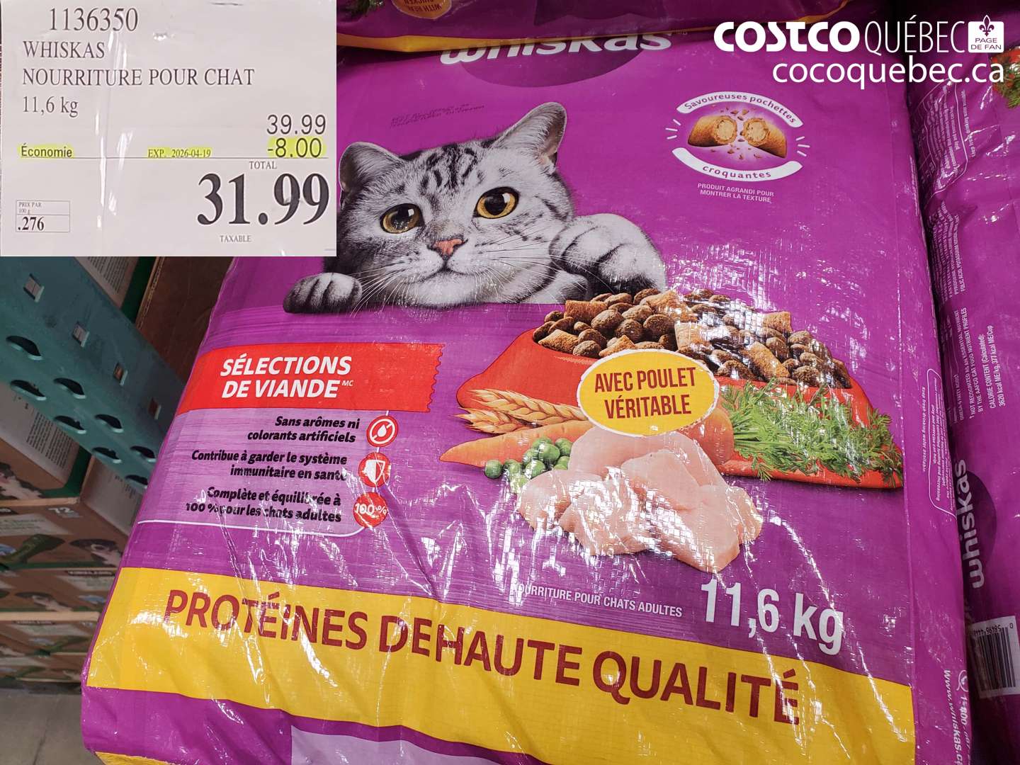 1136350 WHISKAS NOURRITURE POUR CHAT ($8.00 INSTANT SAVINGS EXPIRES ON 2026-04-19) $31.99