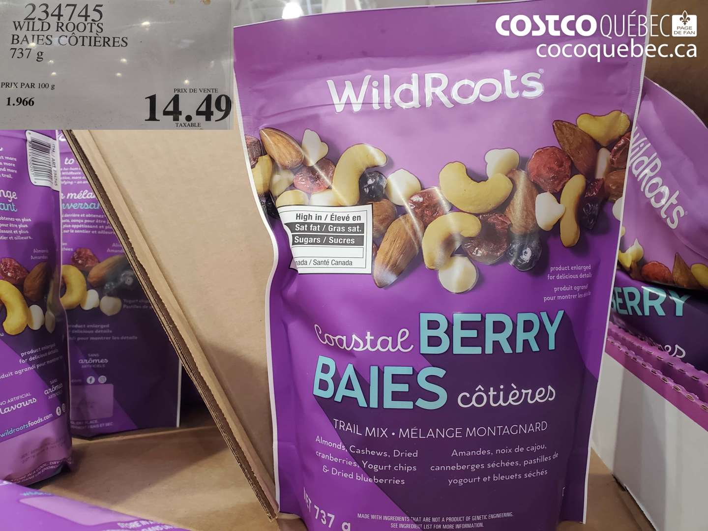 234745 WILD ROOTS BAIES CÔTIÈRES 737 G $14.49
