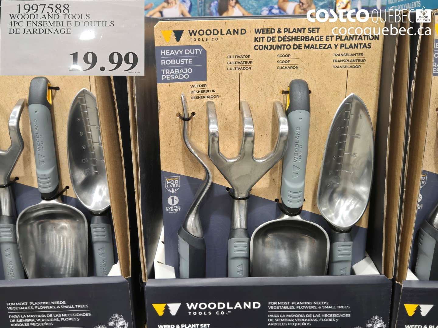 1997588 WOODLAND TOOLS 4PC ENSEMBLE D'OUTILS DE JARDINAGE $19.99