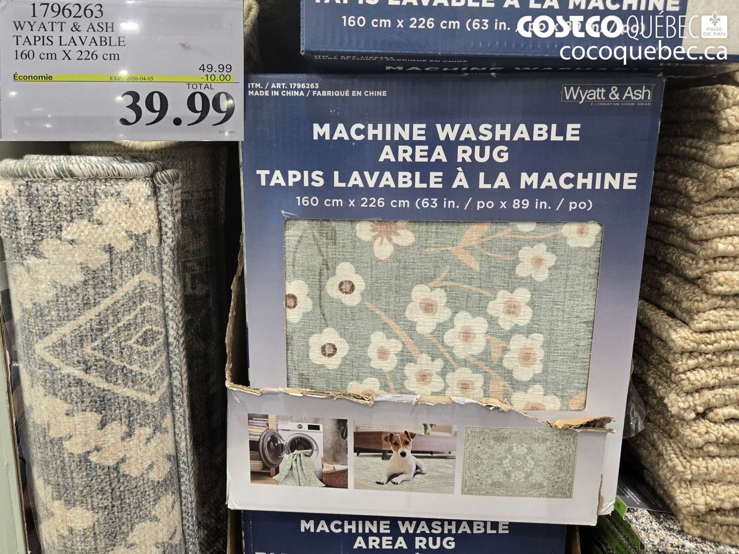 17962663 WYATT & ASH TAPIS LAVABLE 160 CM X 226 CM ($10.00 INSTANT SAVINGS EXPIRES ON 2026-04-05) $39.99