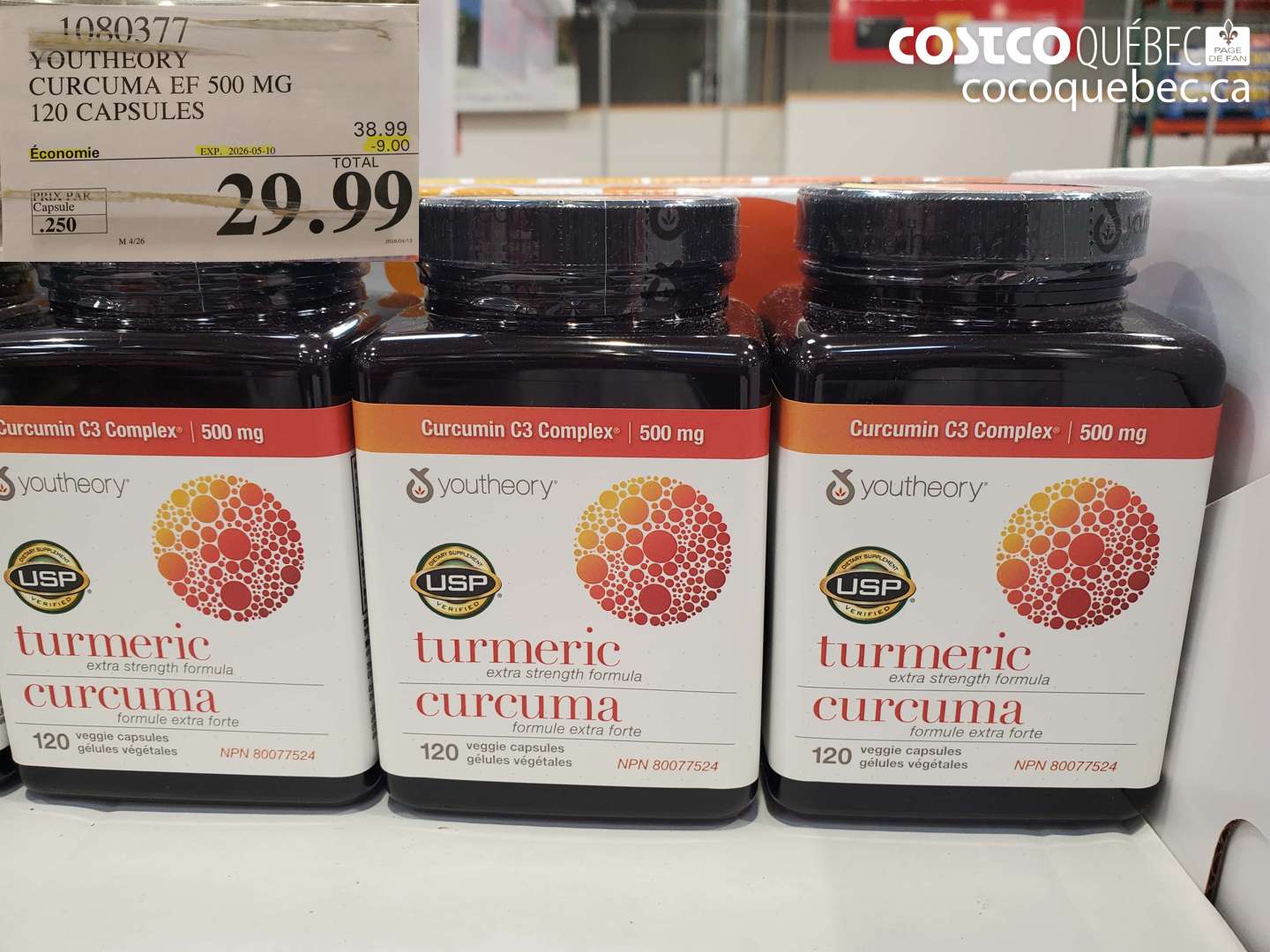 1080377 YOUTHEORY CURCUMA EF 50 MG 120 CAPSULES ($9.00 INSTANT SAVINGS EXPIRES ON 2026-05-10) $29.99