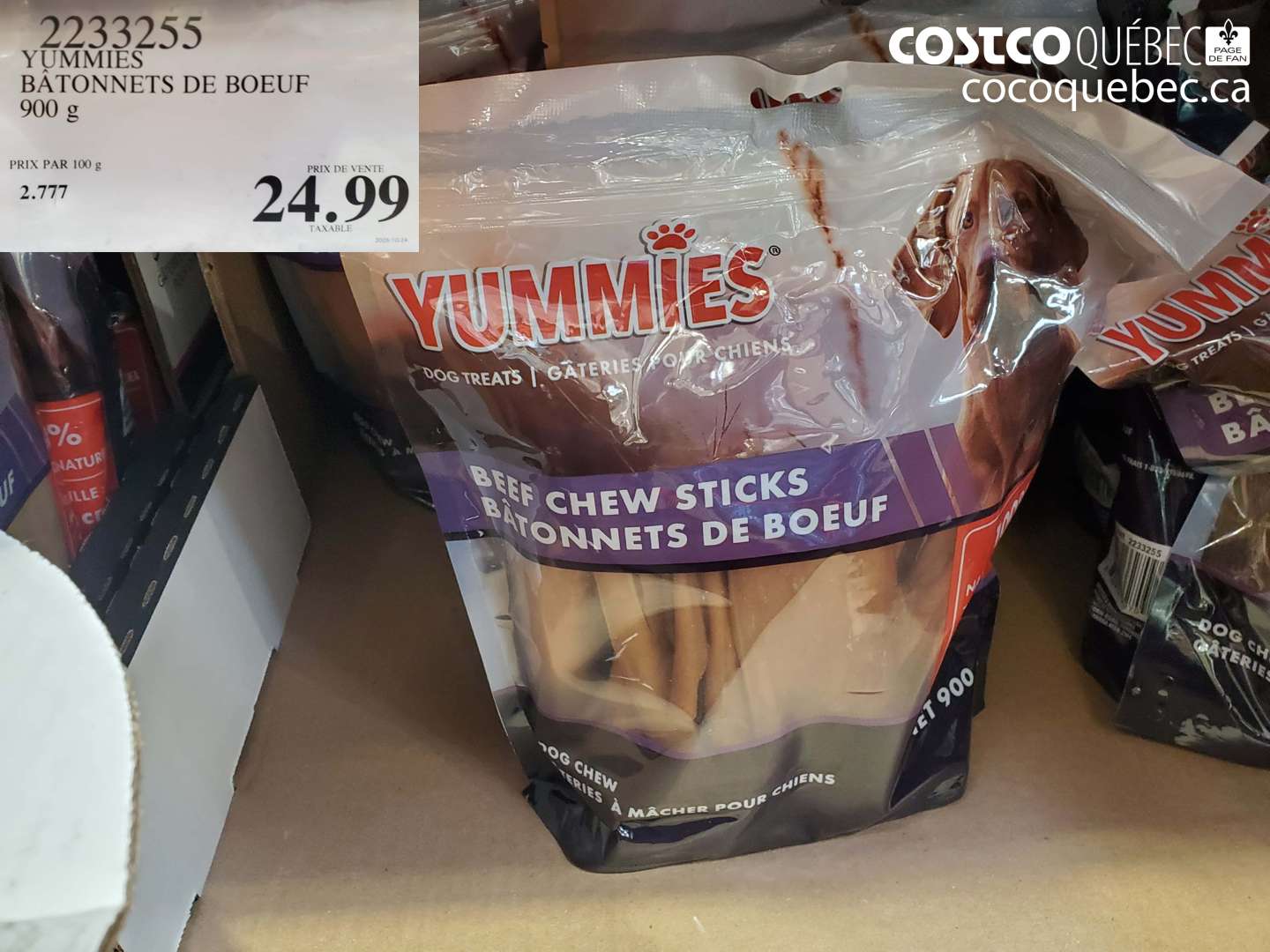 2233255 YUMMIES BATONNETS DE BOEUF 900 G $24.99