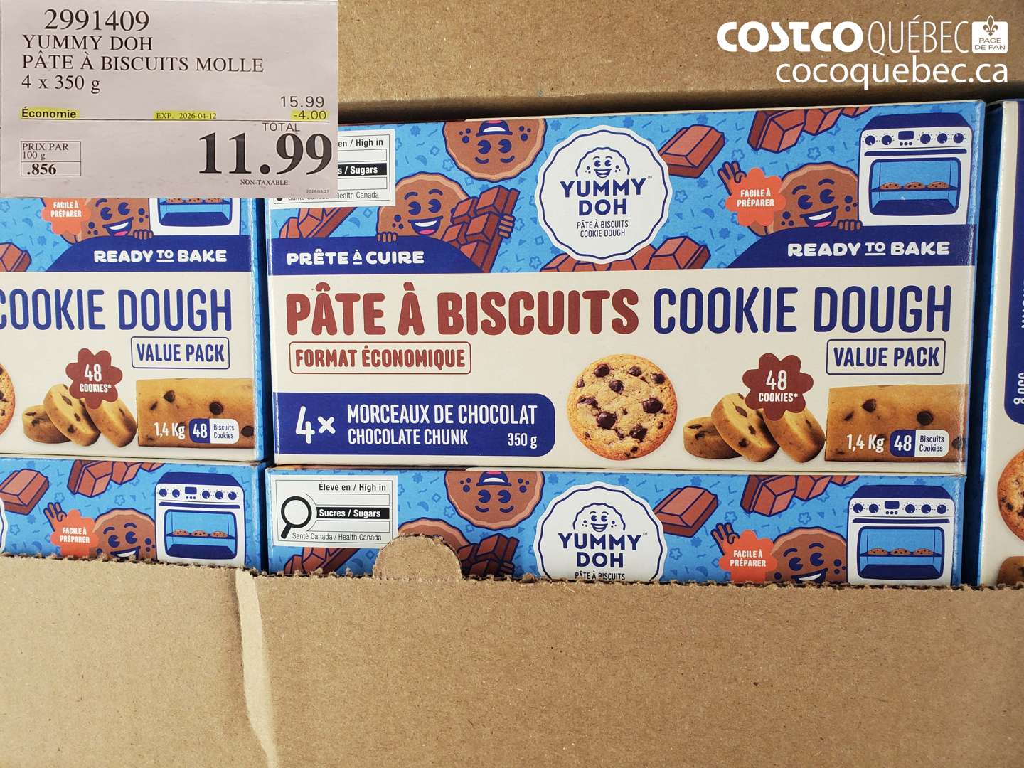 2991409 YUMMY DOH PÂTE À BISCUITS MOLLE 4 X 350 G ($4.00 INSTANT SAVINGS EXPIRES ON 2026-04-12) $11.99