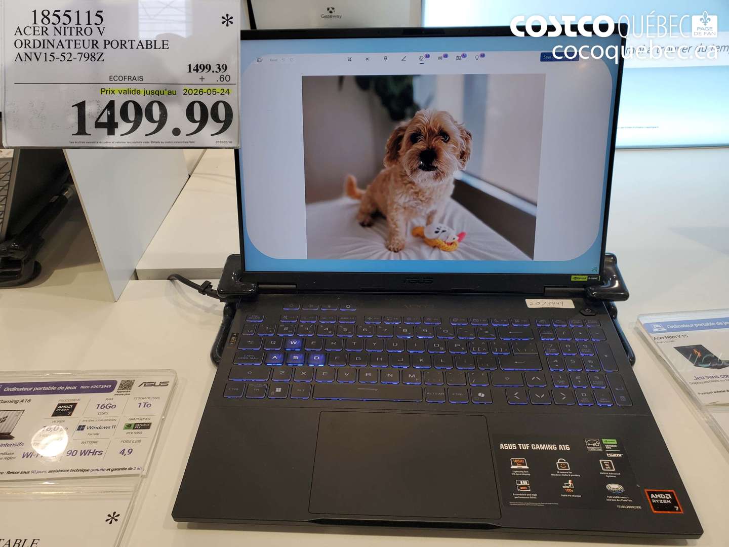 1855115 ACER NITRO V ORDINATEUR PORTABLE ANV15-52-798Z (EXPIRES ON 2026-05-24) $1499.99