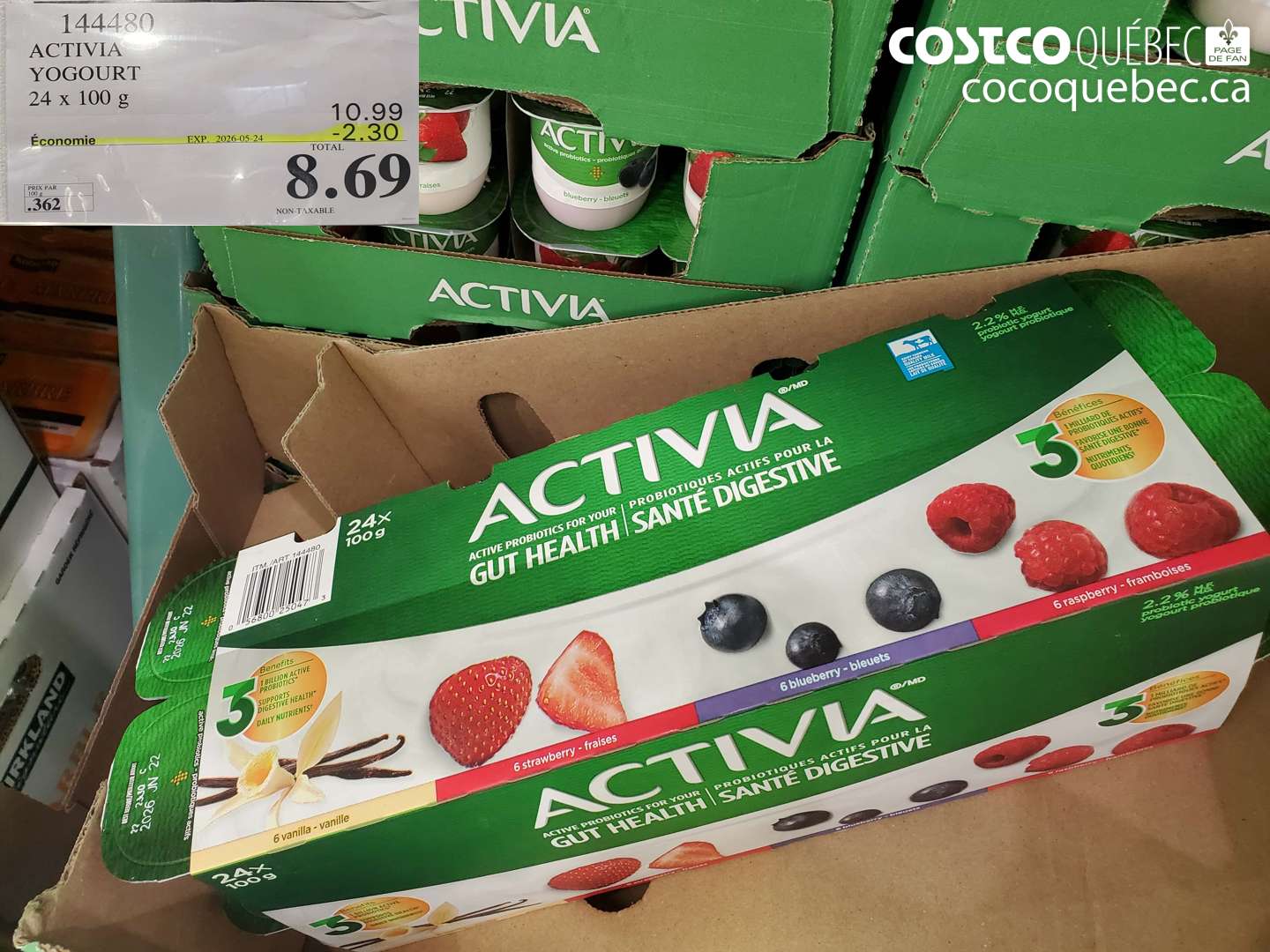 144480 ACTIVIA YOGOURT 24 X 100 G ($2.30 INSTANT SAVINGS EXPIRES ON 2026-05-24) $8.69