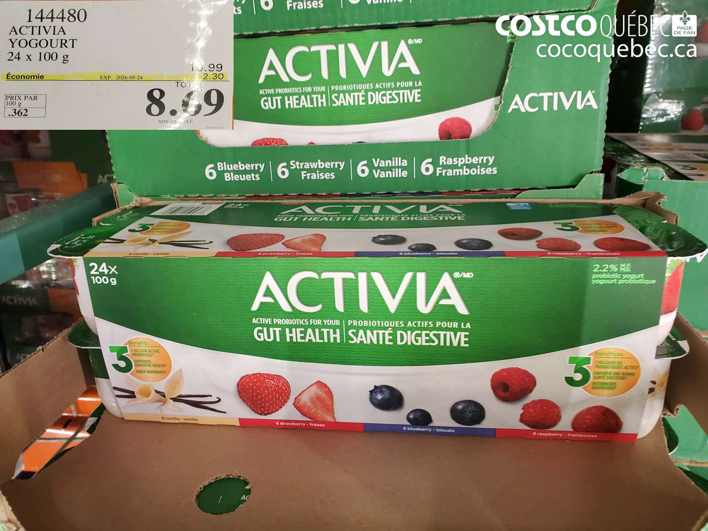 144480 ACTIVIA YOGOURT 24 X 100 G ($2.30 INSTANT SAVINGS EXPIRES ON 2026-05-24) $8.69