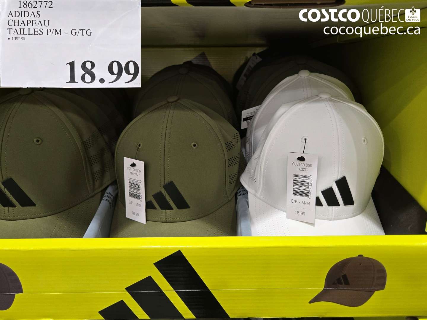 1862772 ADIDAS CHAPEAU SIZES P/M - G/TG  $18.99