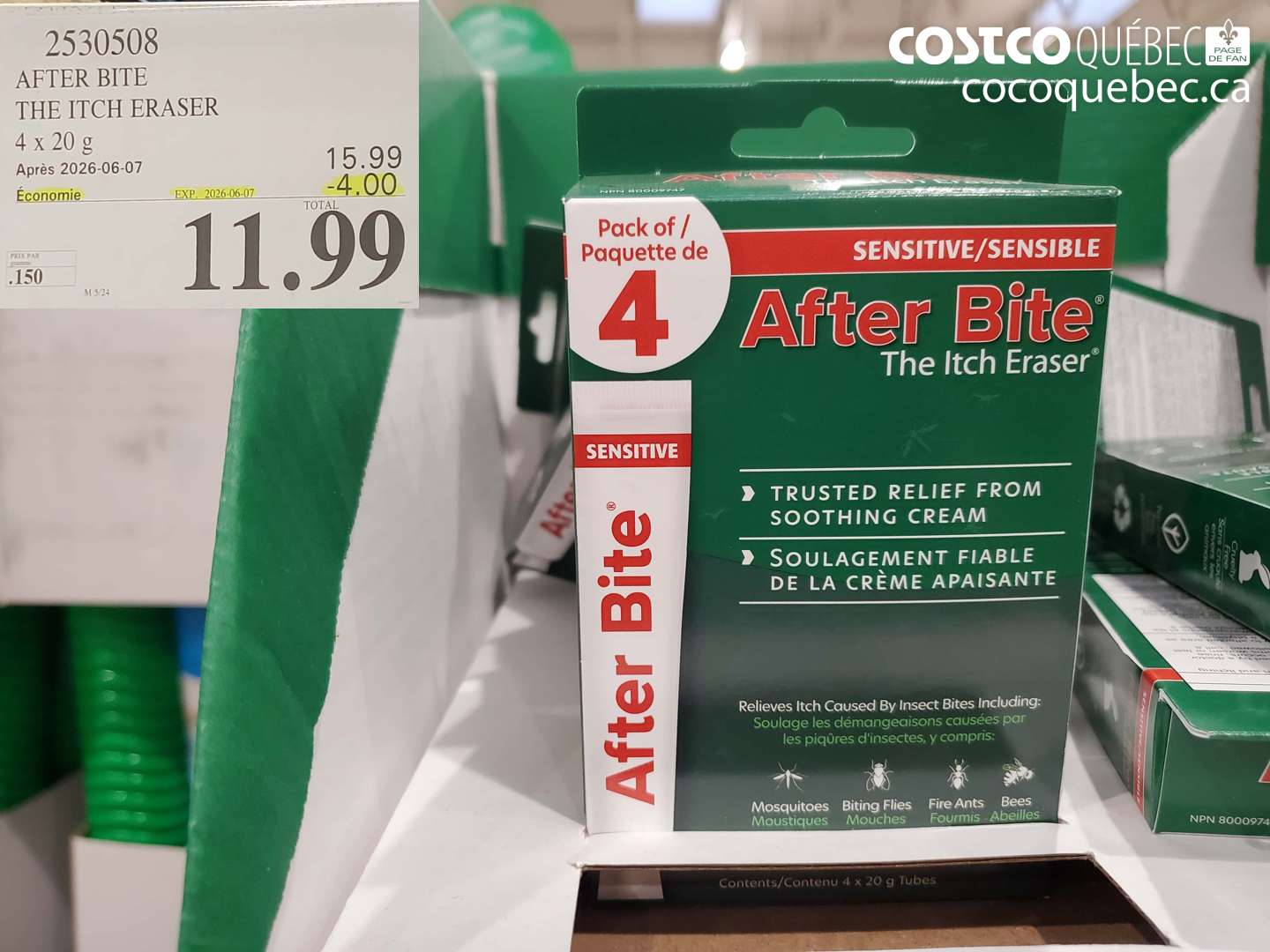 2530508 AFTER BITE THE ITCH ERASER 4 X 20 G ($4.00 INSTANT SAVINGS EXPIRES ON 2026-06-07) $11.99