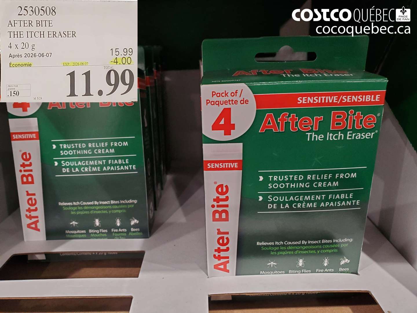 2530508 AFTER BITE THE ITCH ERASER 4 x 20 G ($4.00 INSTANT SAVINGS EXPIRES ON 2026-06-07) $11.99