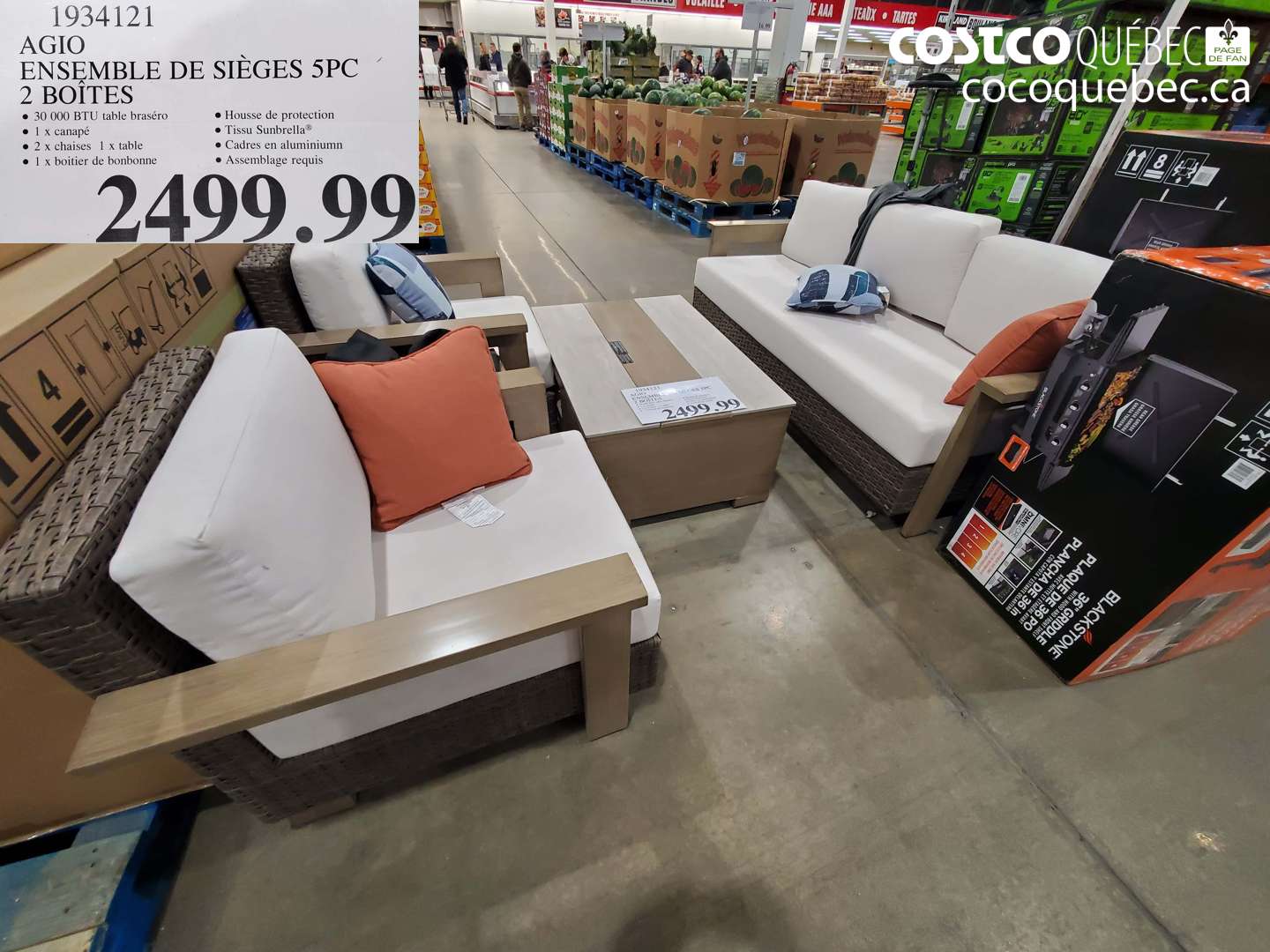 1934121 AGIO ENSEMBLE DE SIÈGES 5PC 2 BOÎTES $2499.99