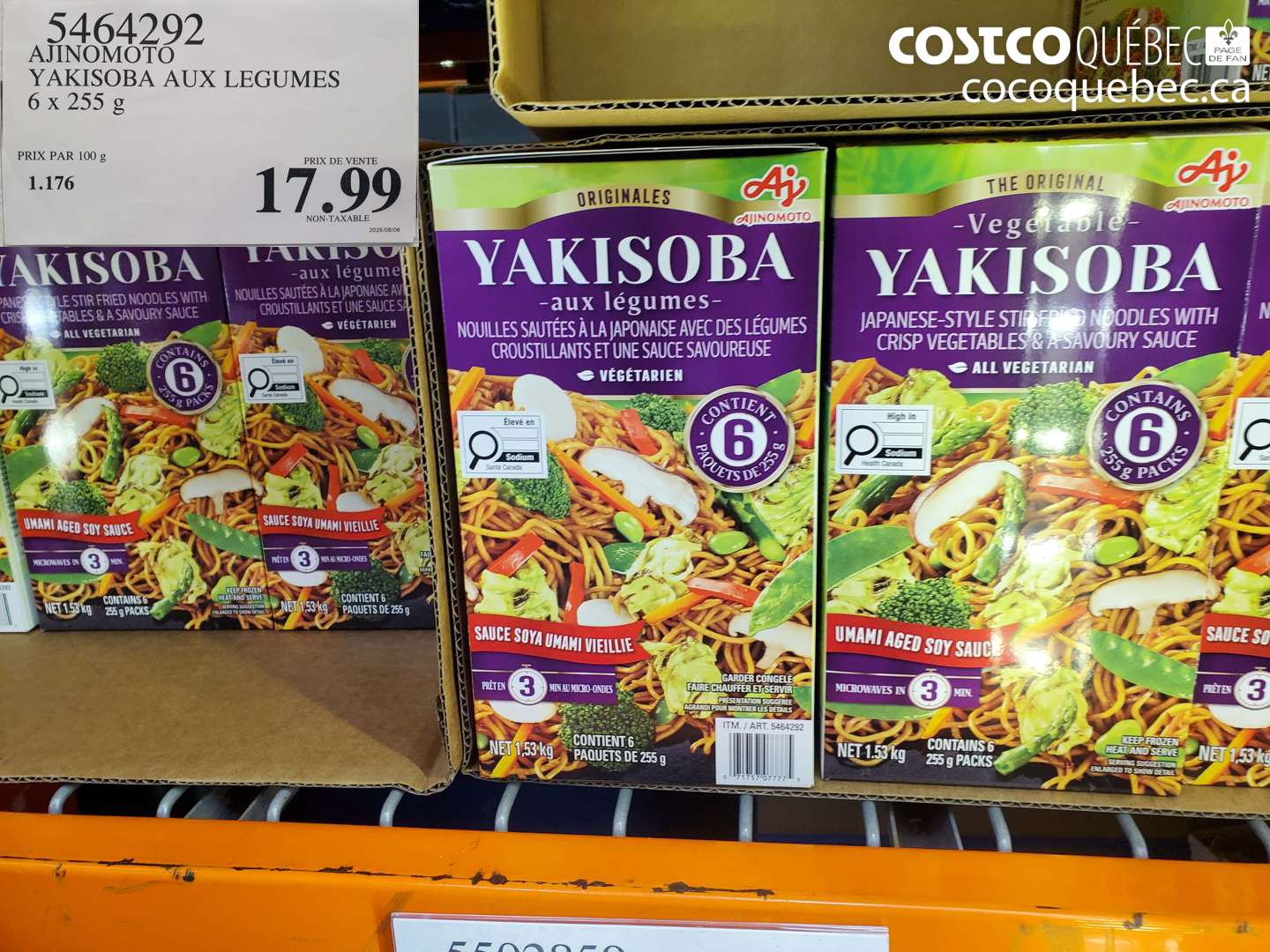 5464292 AJINOMOTO YAKISOBA AUX LEGUMES 6 X 255 G $17.99