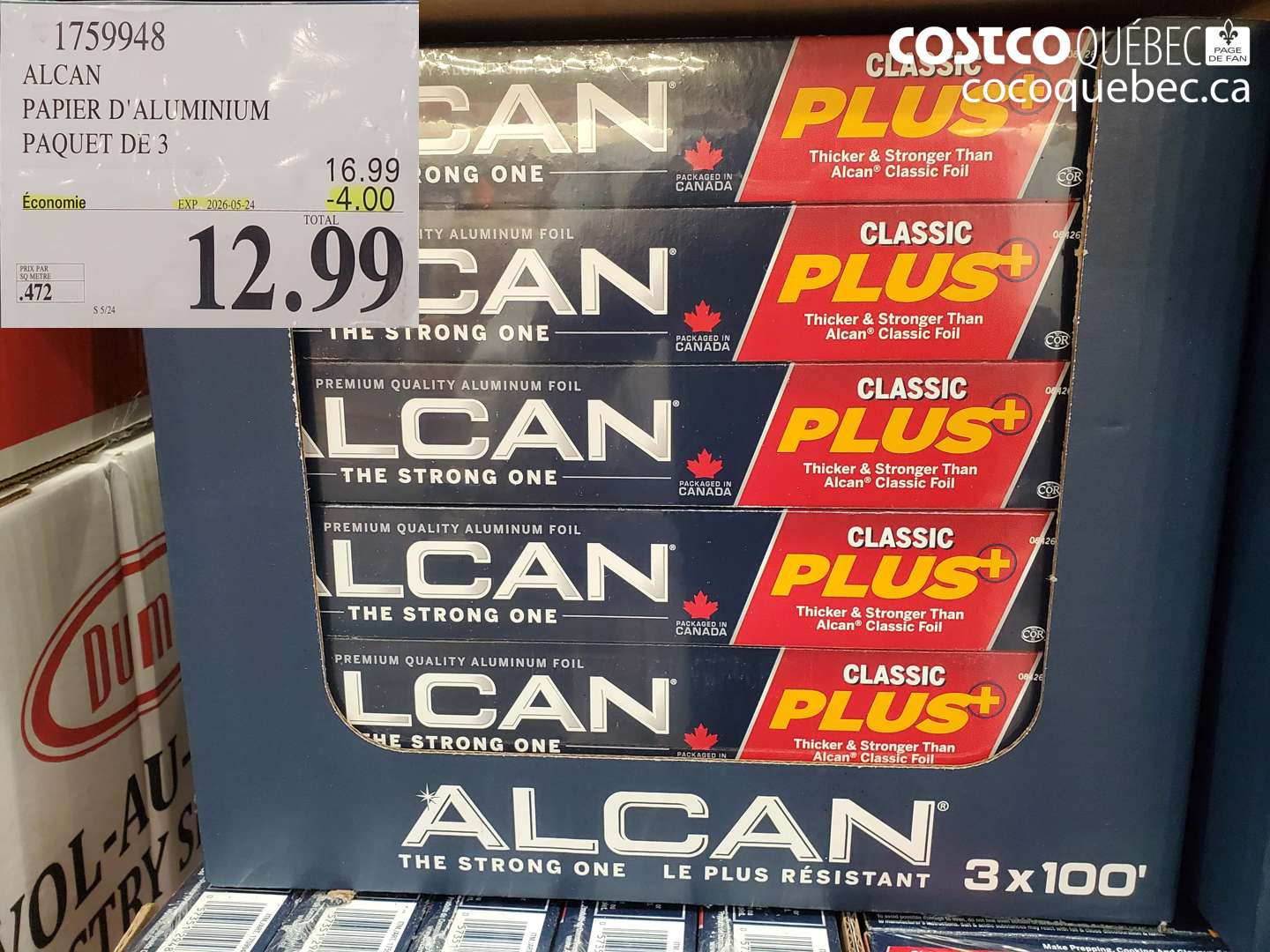 1759948 ALCAN PAPIER D'ALUMINIUM PAQUET DE 3 ($4.00 INSTANT SAVINGS EXPIRES ON 2026-05-24) $12.99