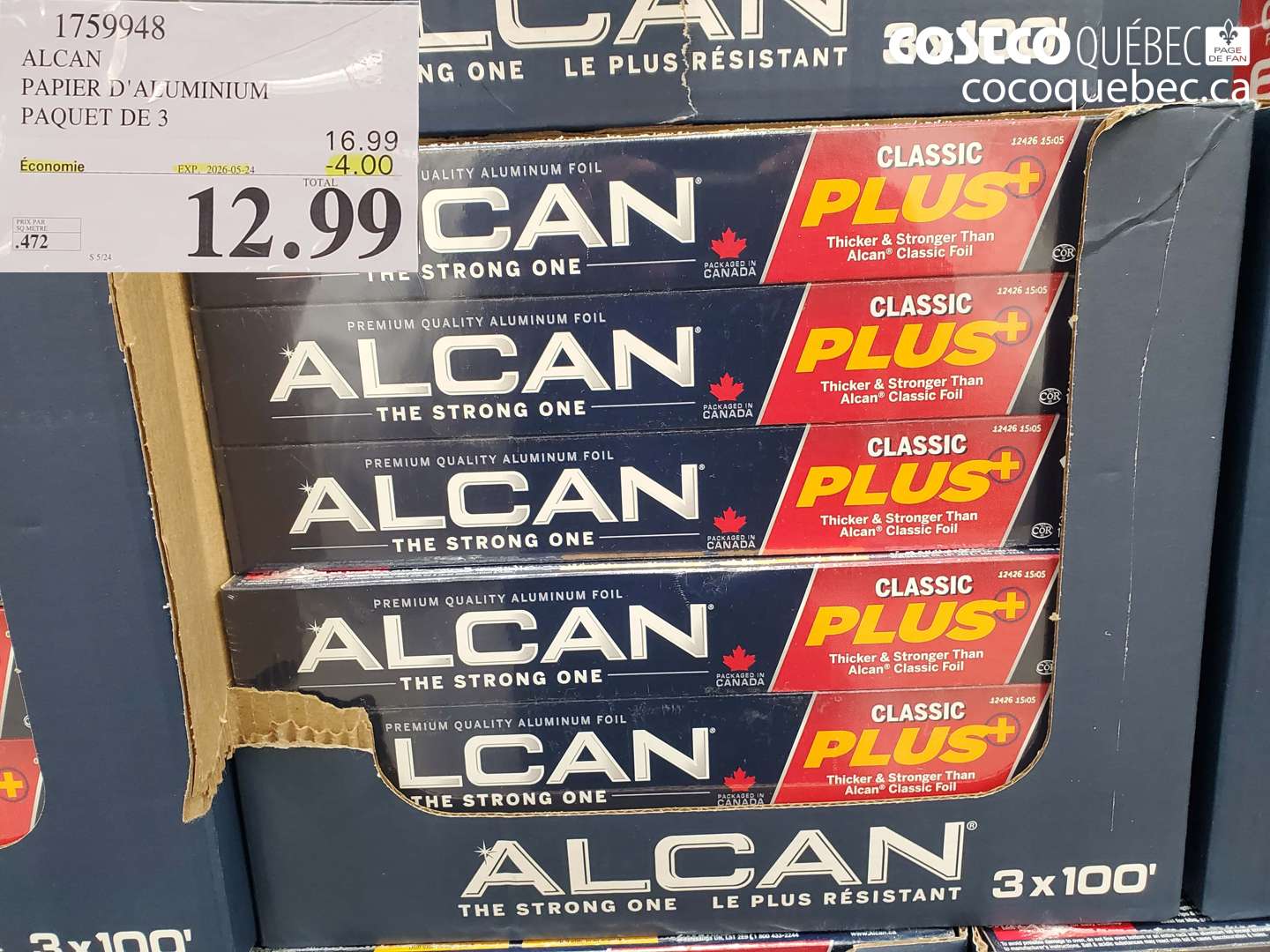 1759948 ALCAN PAPIER D'ALUMINIUM PAQUET DE 3 ($4.00 INSTANT SAVINGS EXPIRES ON 2026-05-24) $12.99